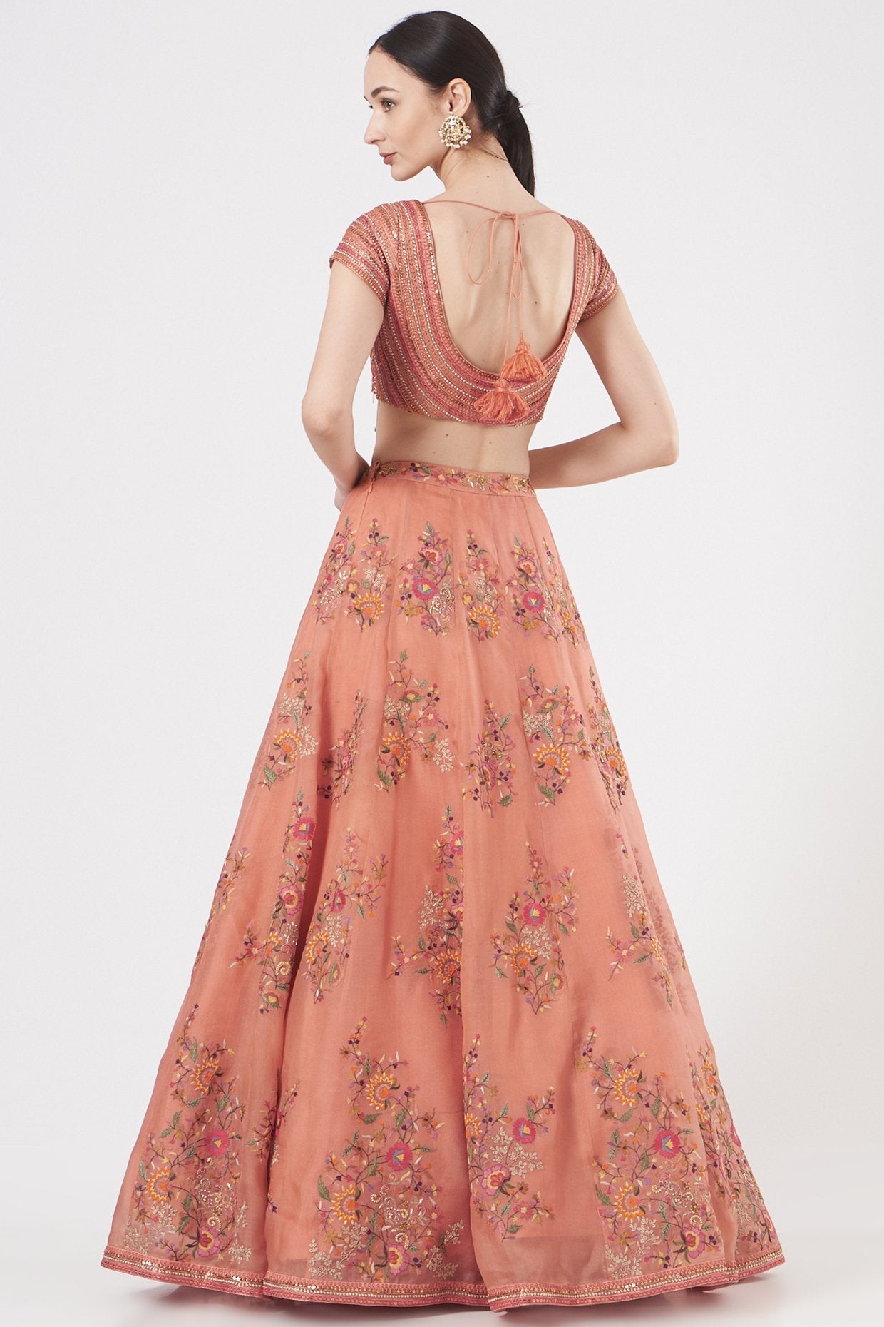 Rust Embroidered Lehenga Set