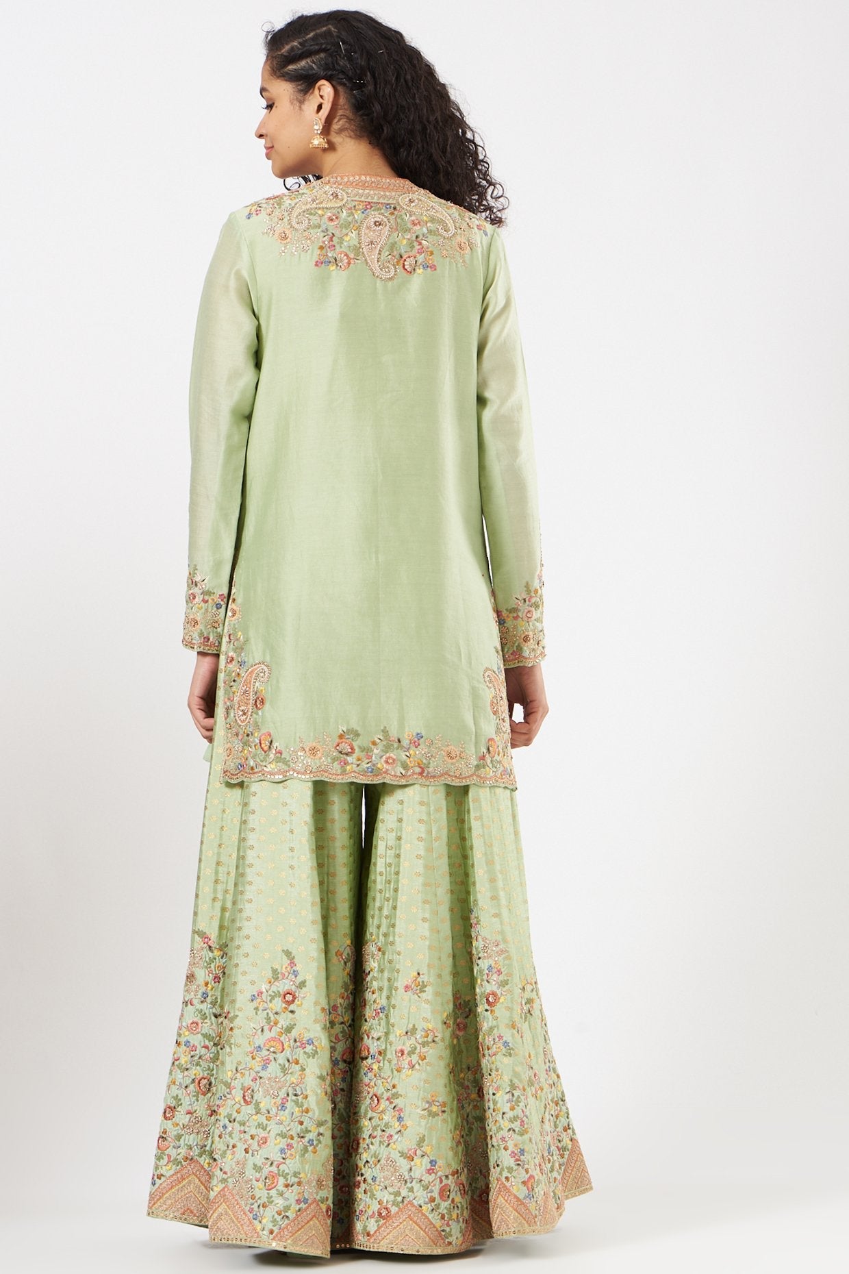 Mint Green Brocade Sharara Set