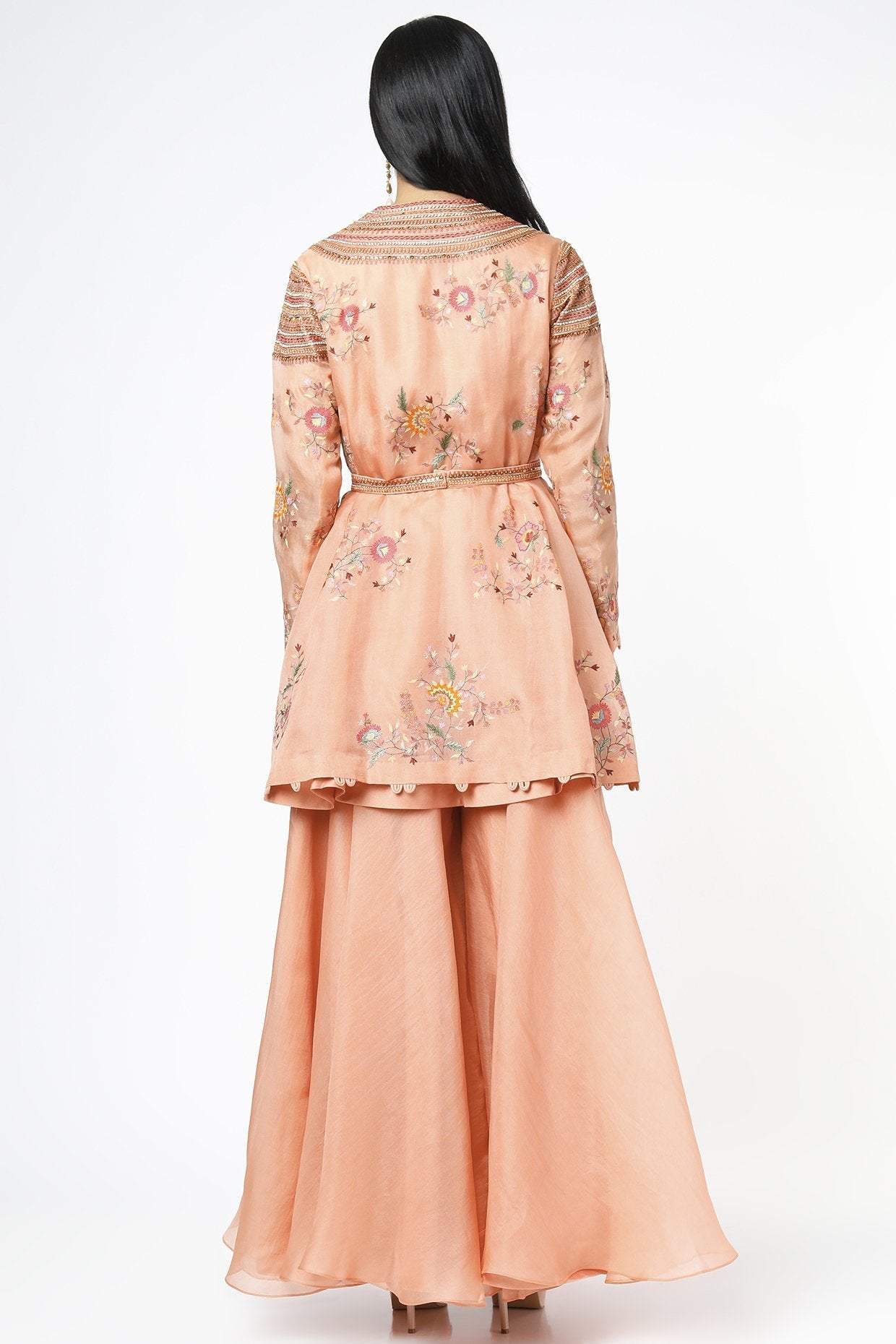 Peach Organza Sharara Set