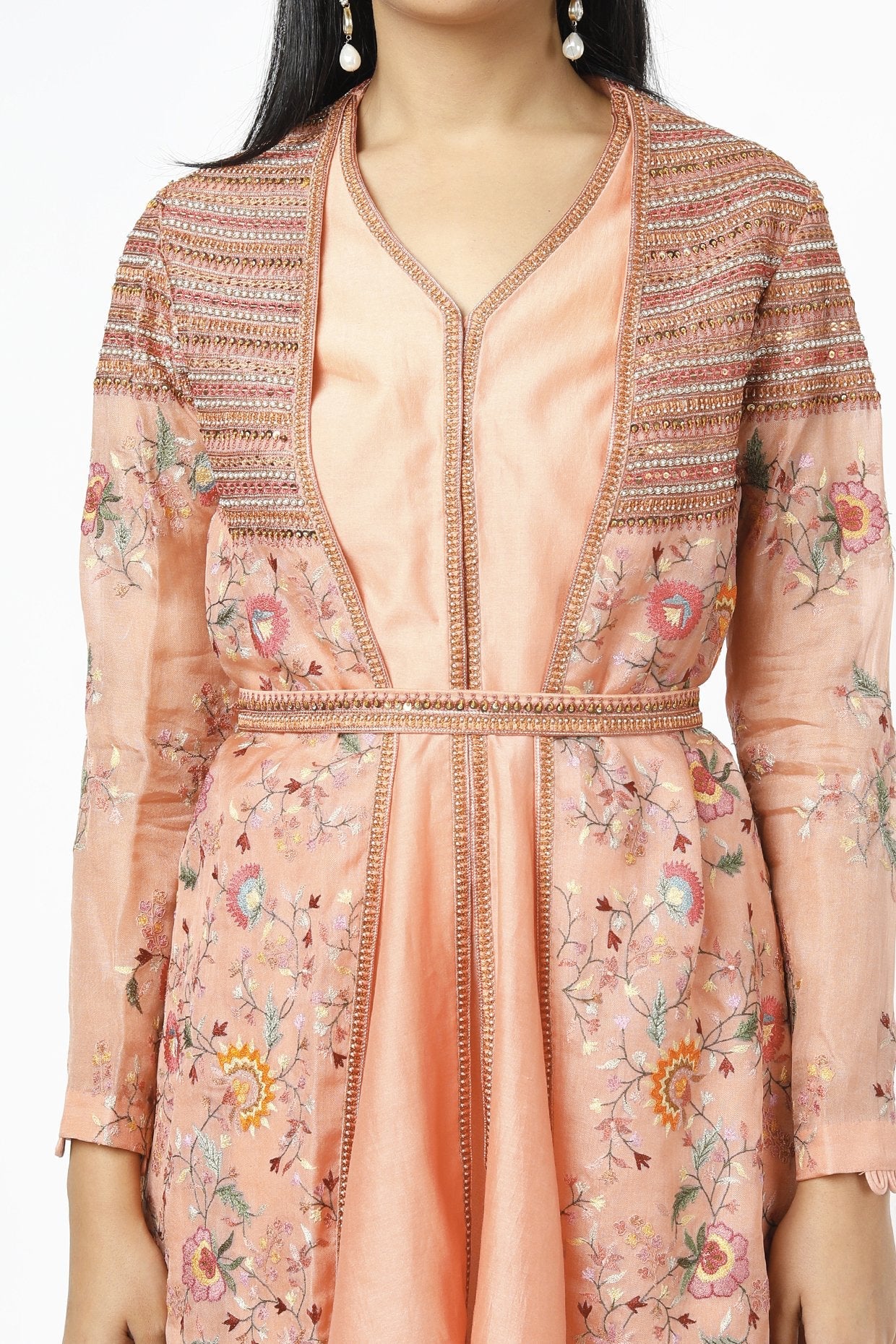 Peach Organza Sharara Set