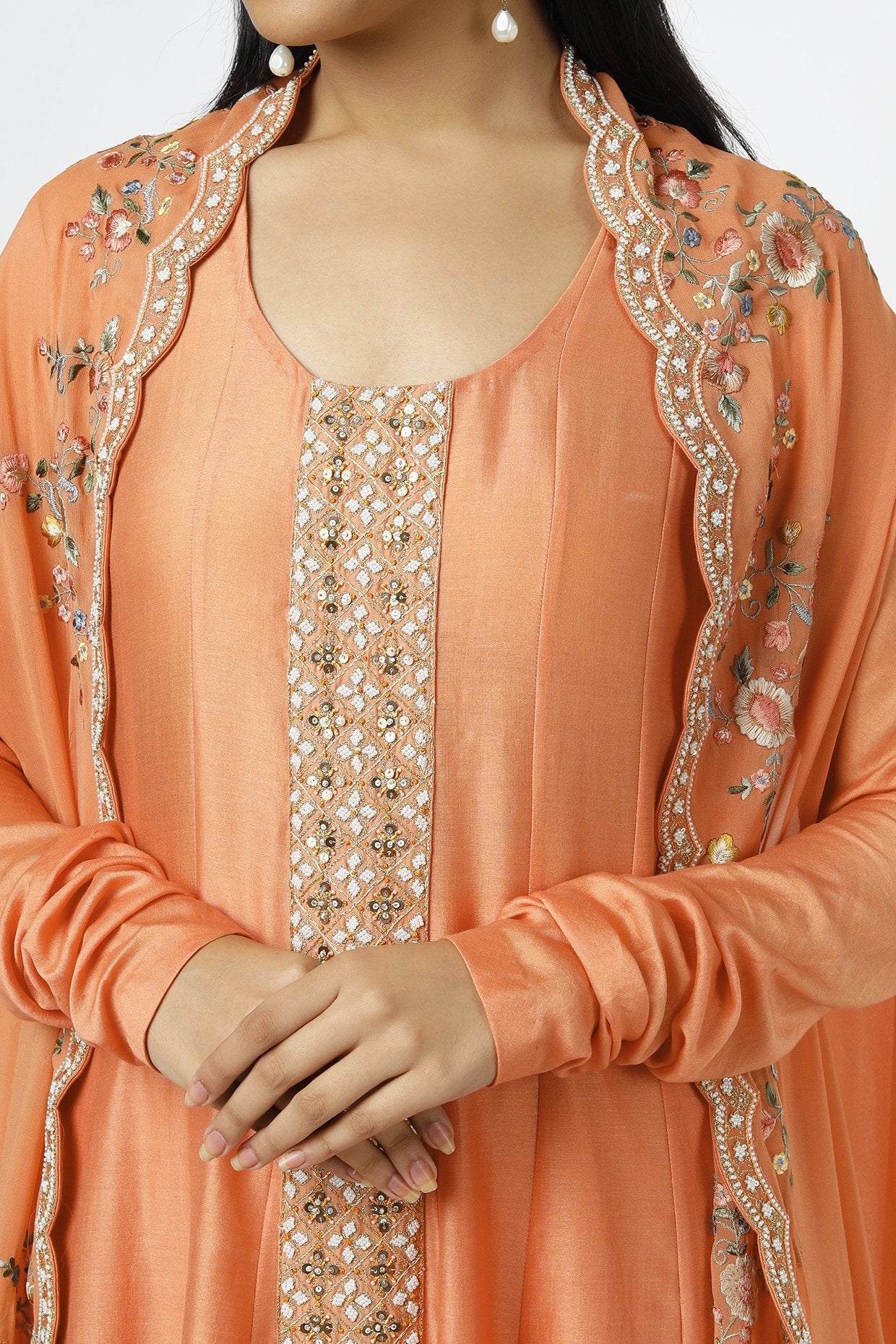 Orange Chanderi Kurta Set