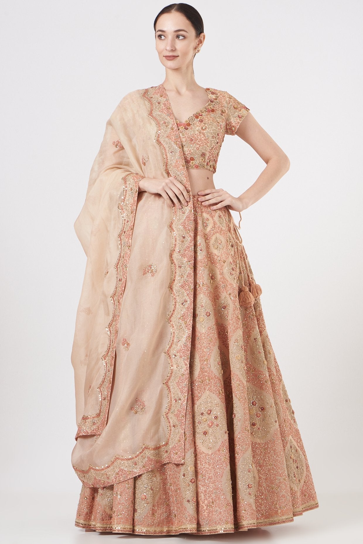 Baby Pink Organza Lehenga Set