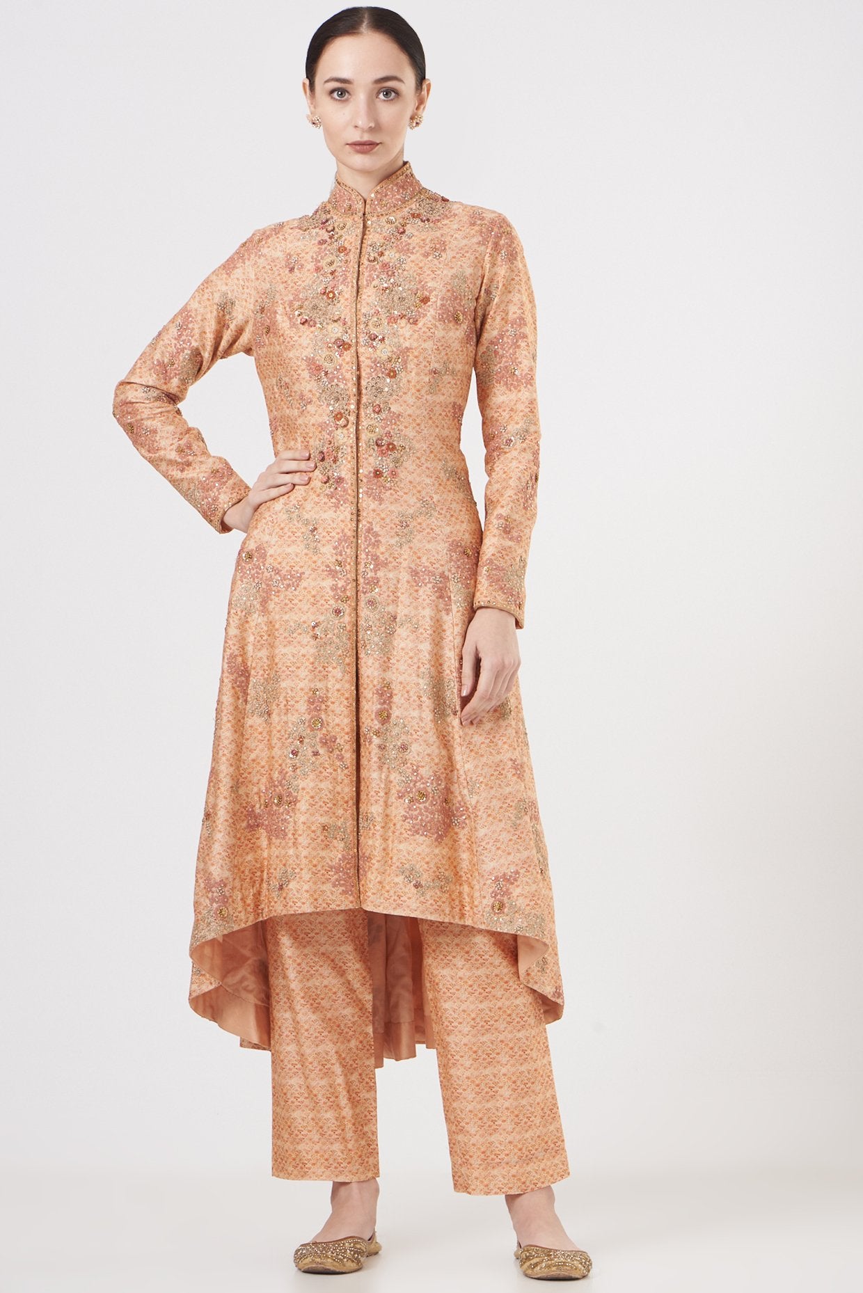 Light Pink Printed Jacket Set