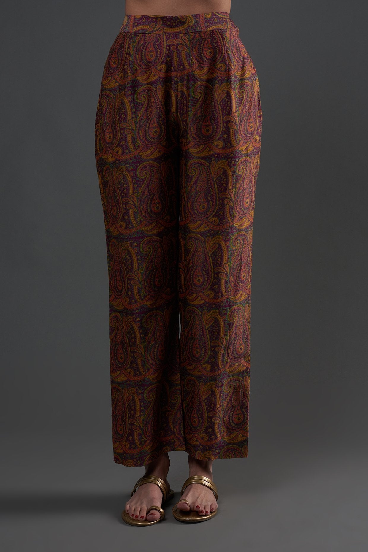 Wine Chanderi Kurta Set