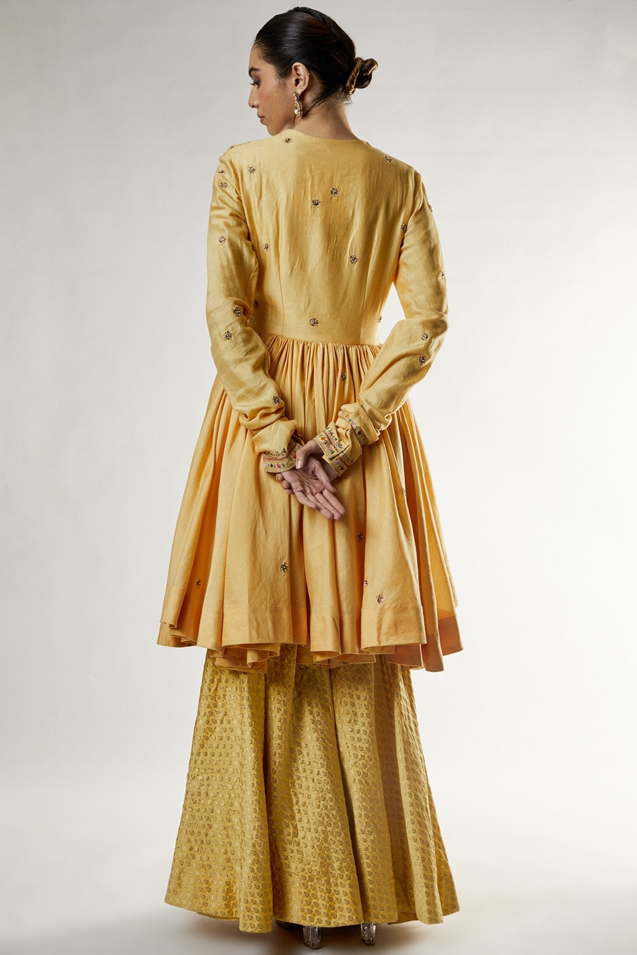 Yellow Brocade Sharara Set