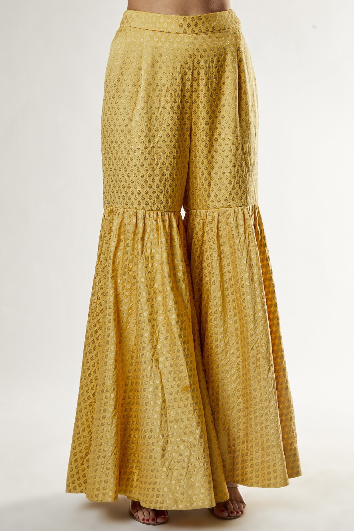 Yellow Brocade Sharara Set