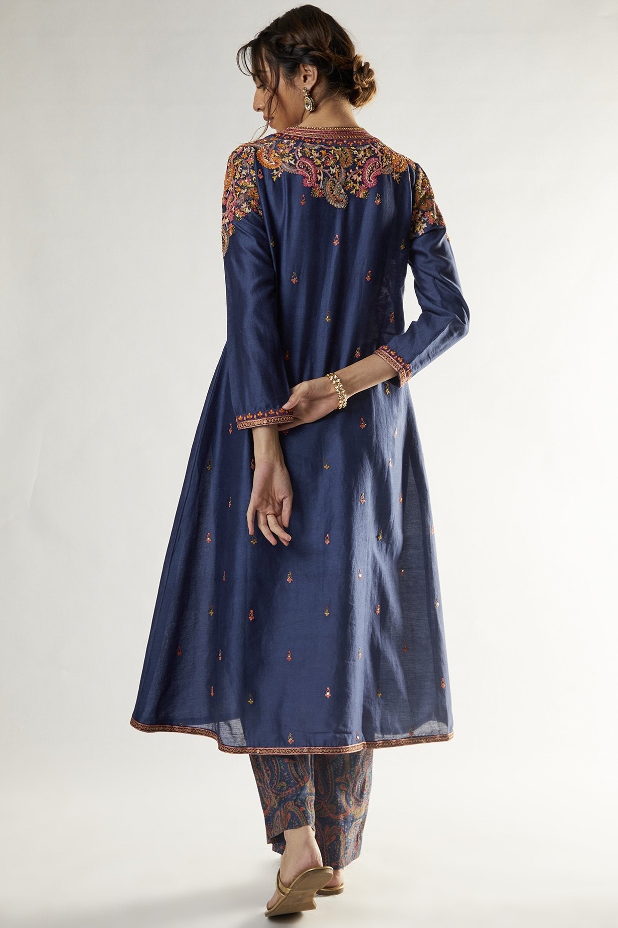 Blue Chanderi Kurta Set