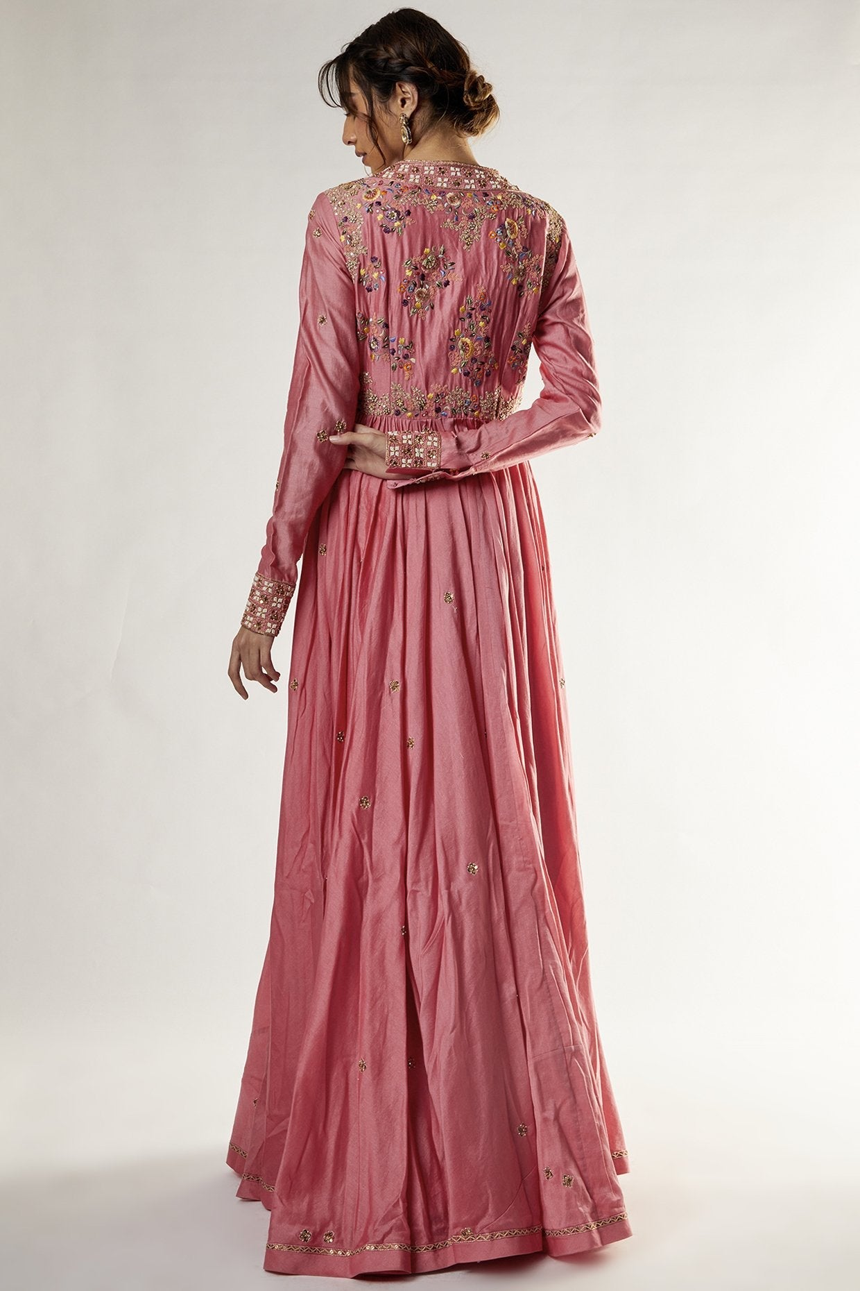 Pink Chanderi Kalidar Kurta Set