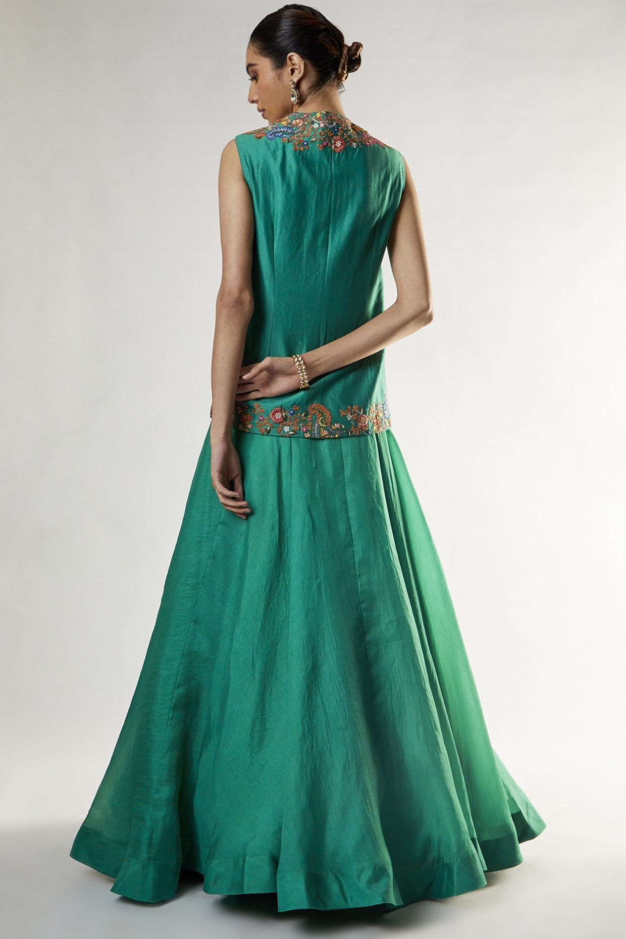 Turquoise Organza Skirt Set