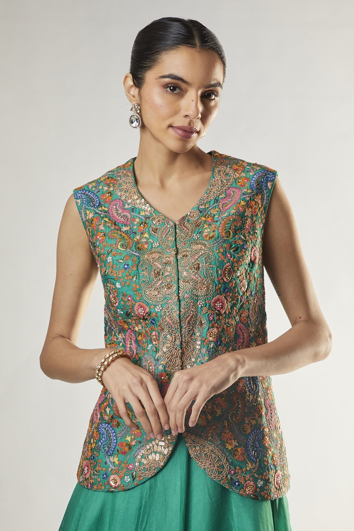 Turquoise Organza Skirt Set