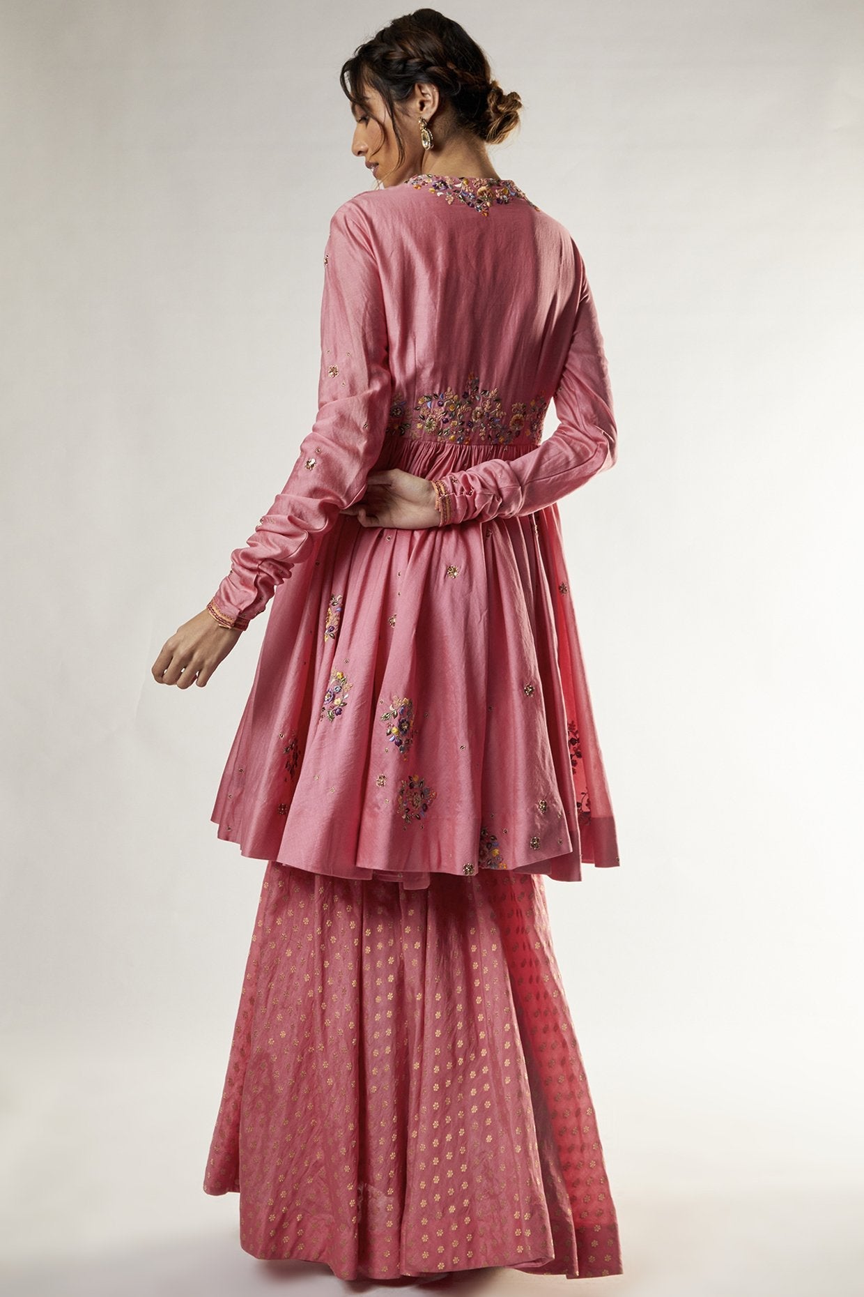 Pink Brocade Sharara Set