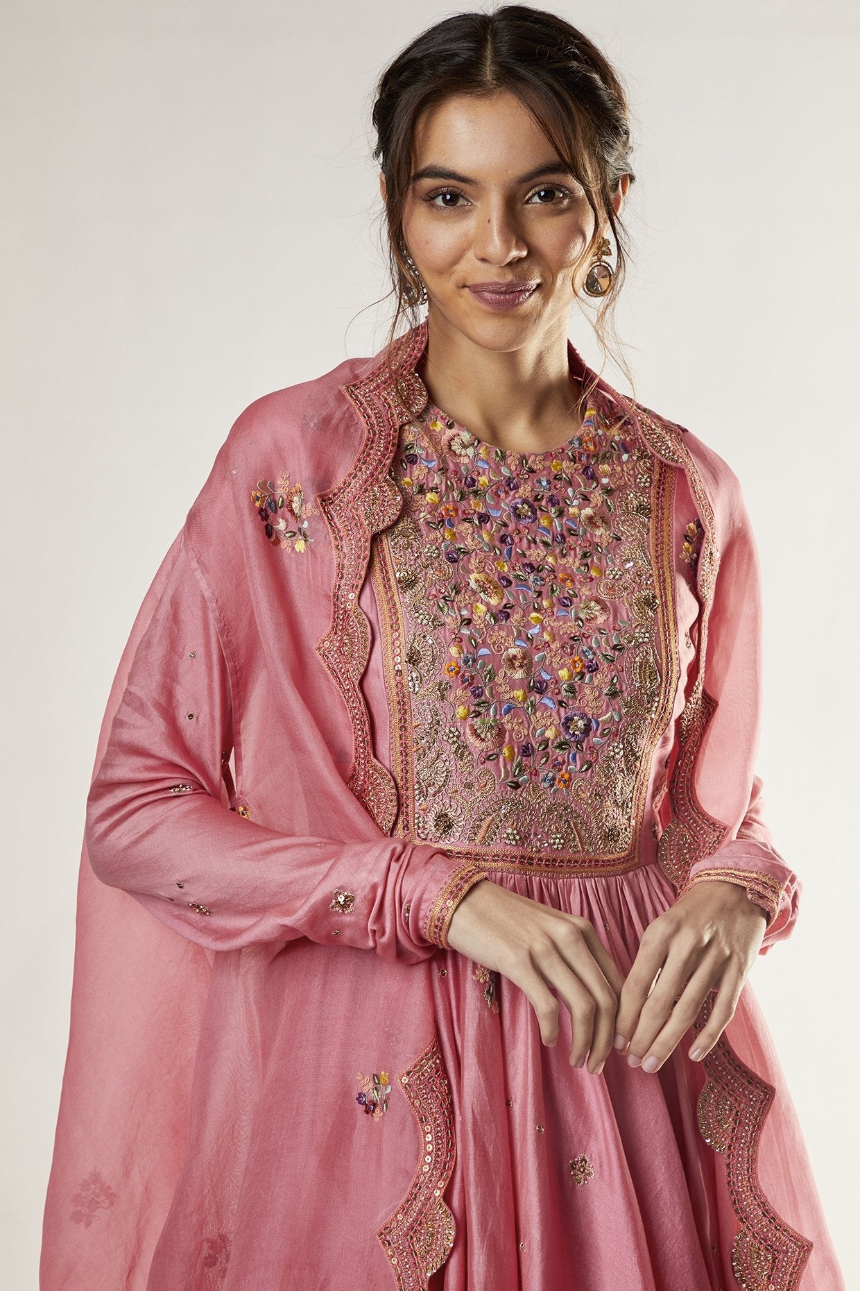 Pink Brocade Sharara Set