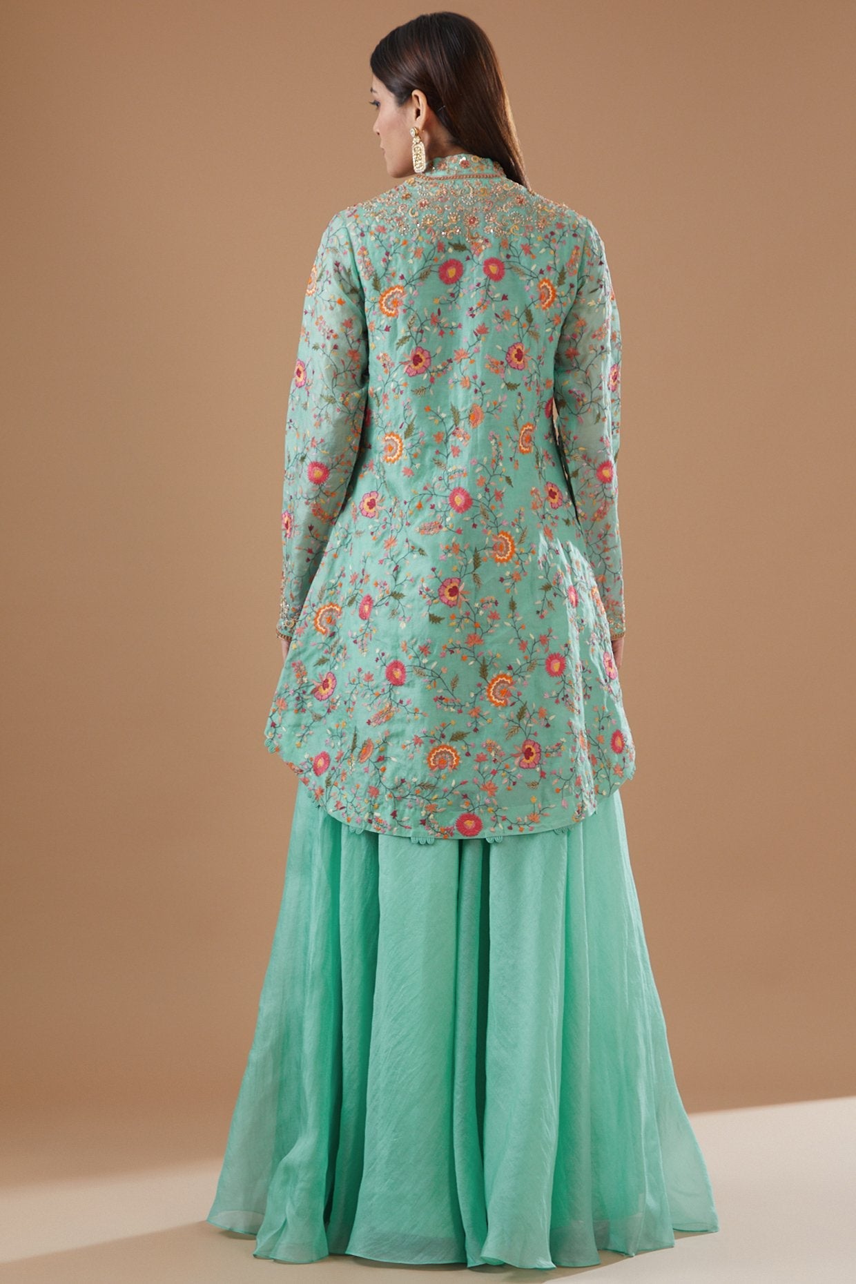 Turquoise Chanderi Sharara Set