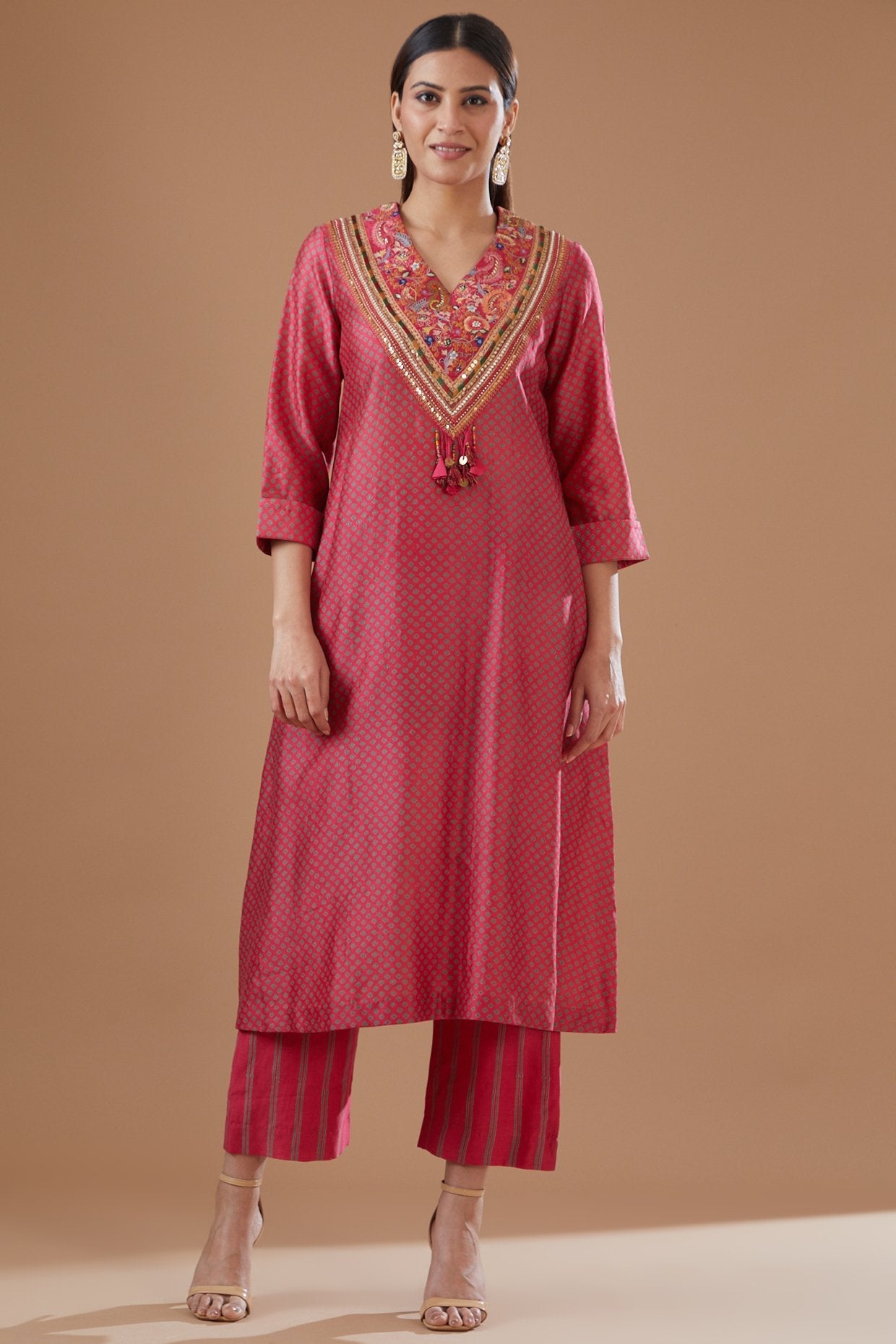 Pink Bandhani Printed Kurta Set