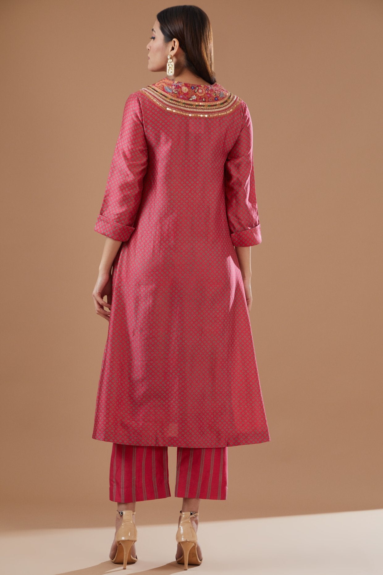 Pink Bandhani Printed Kurta Set