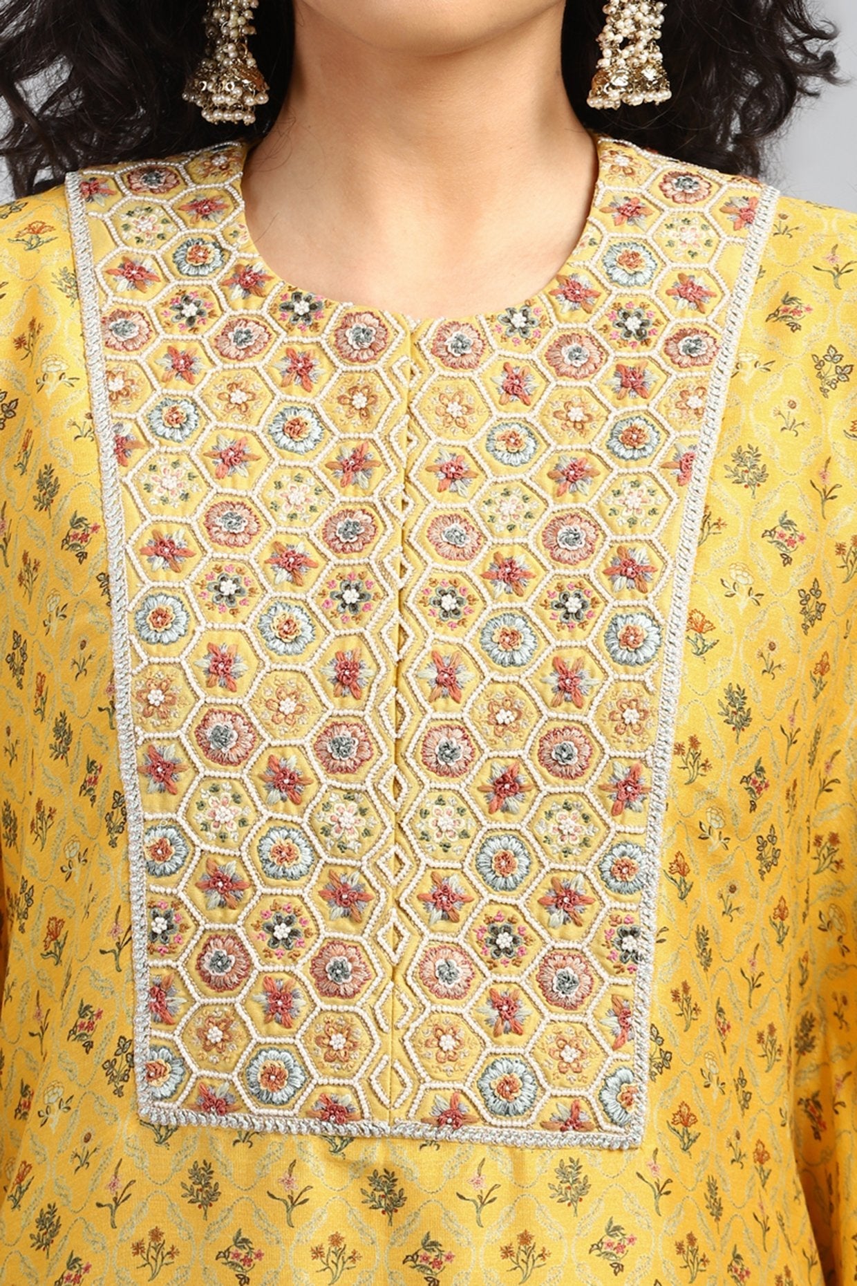 Yellow Printed Kurta Set