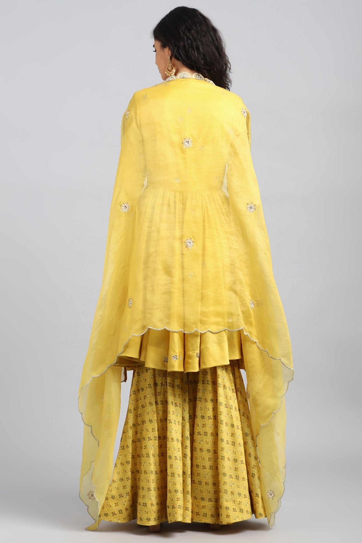 Yellow Printed & Embroidered Kurta Set