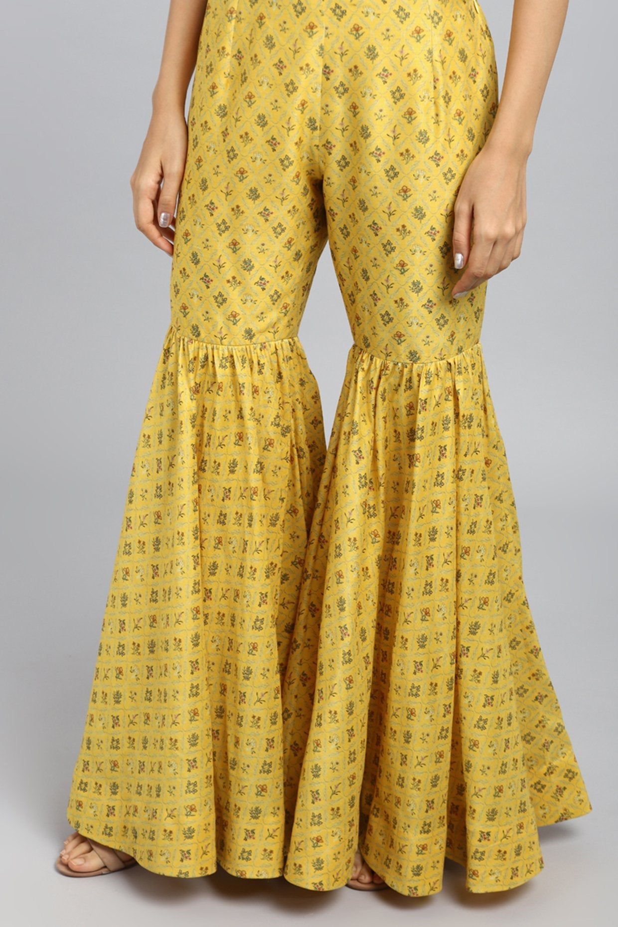 Yellow Printed & Embroidered Kurta Set