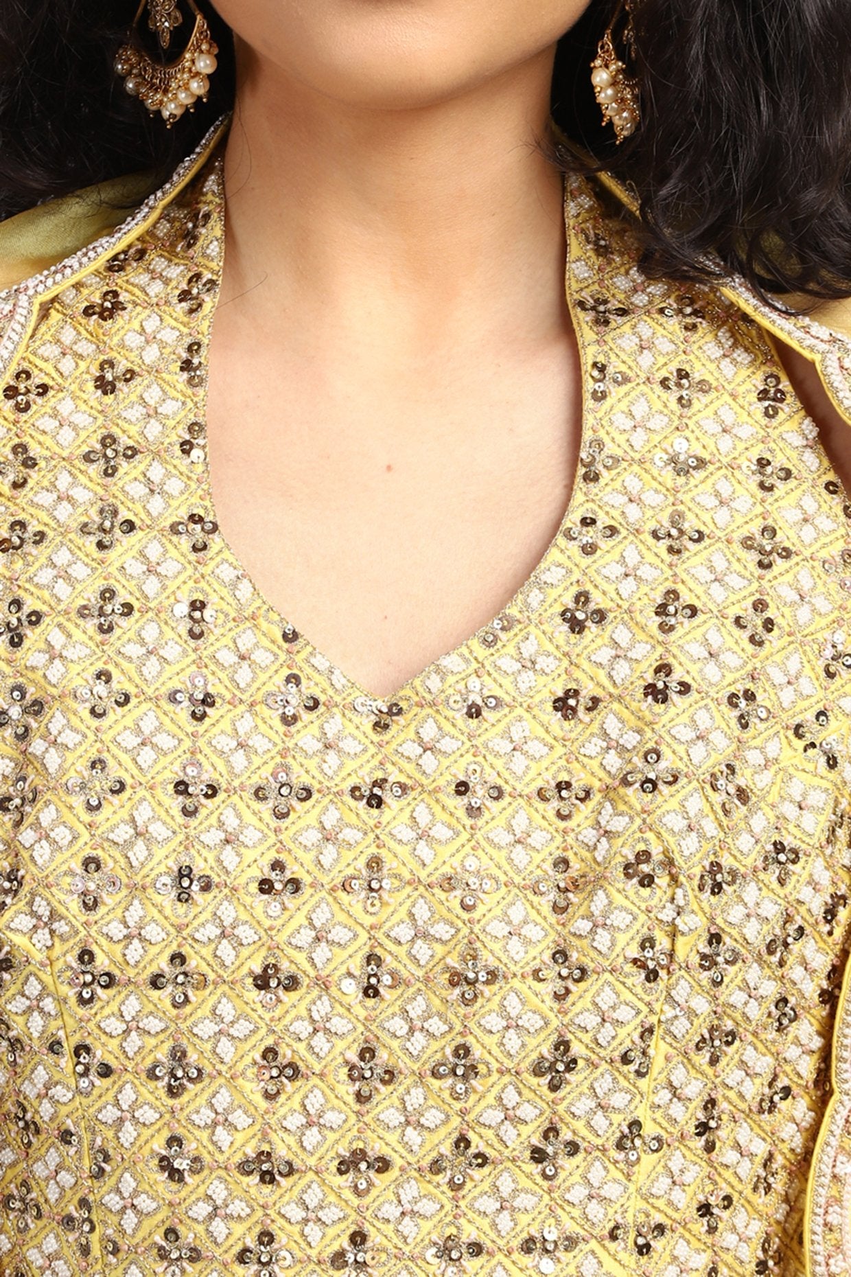 Yellow Embroidered & Printed Sharara Pants