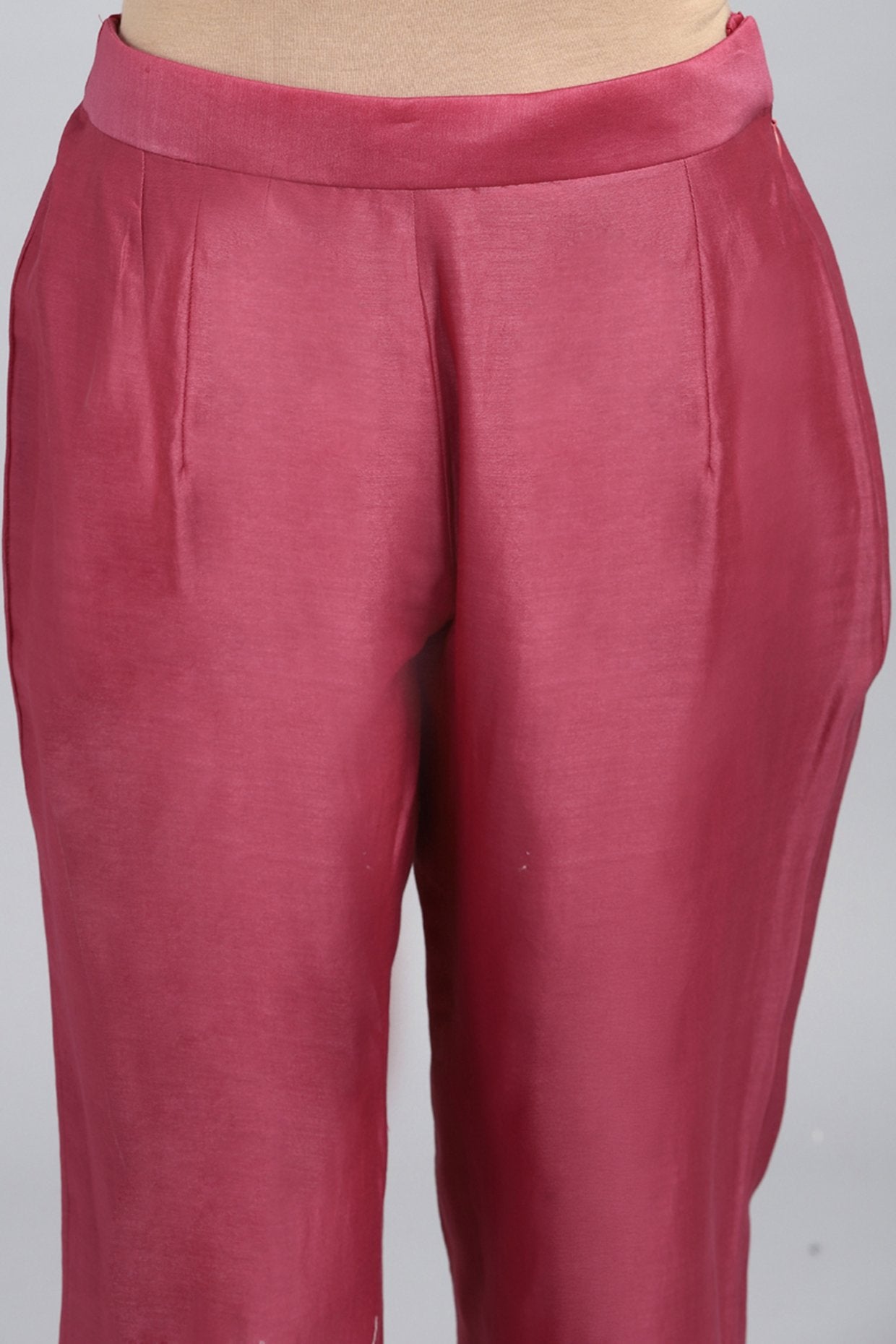 Fuchsia Printed & Embroidered Kurta Set