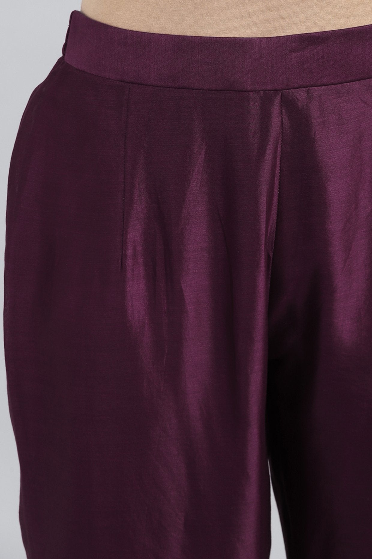 Purple Embroidered & Printed Kurta Set