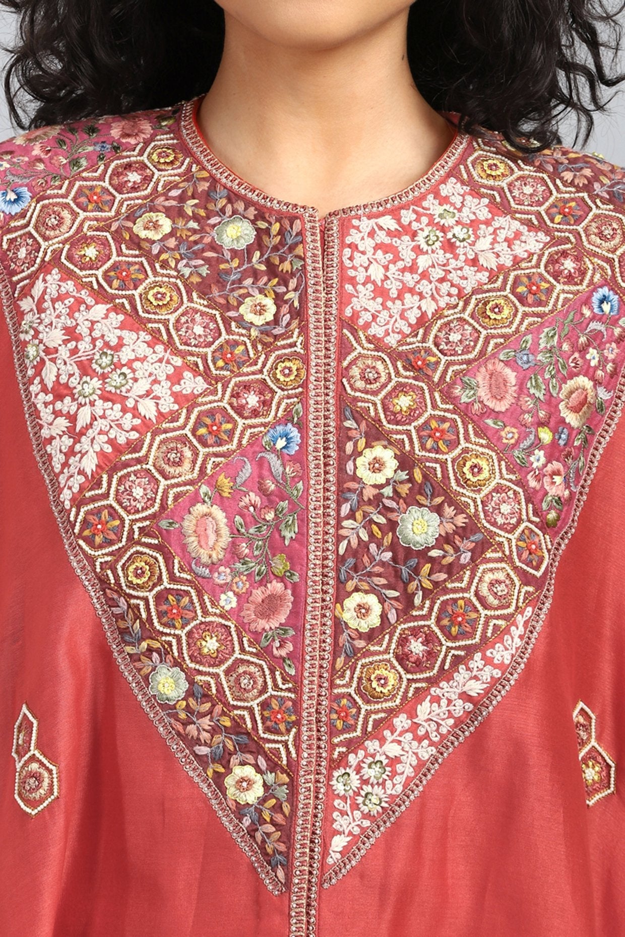 Red Embroidered & Printed Kurta Set