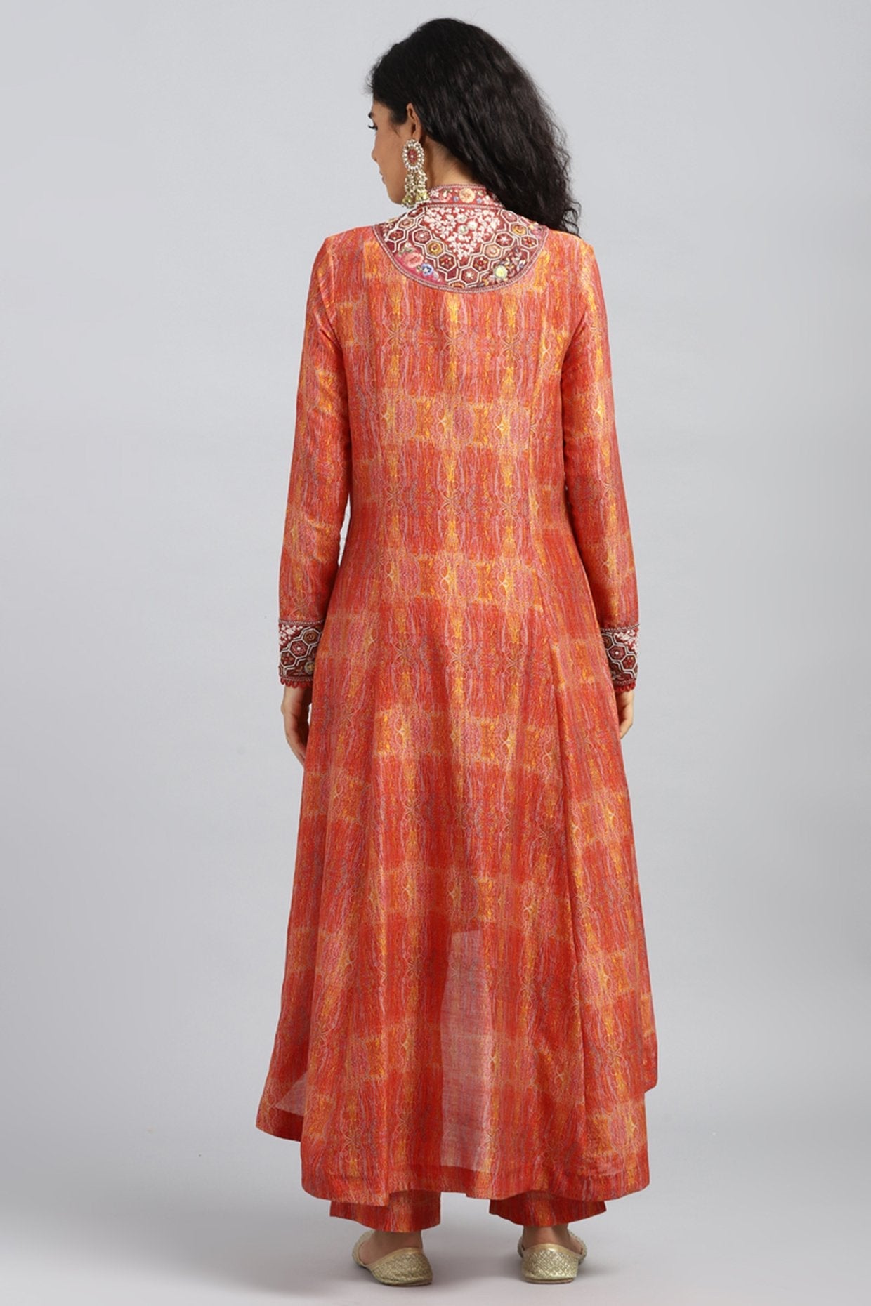 Red Embroidered Printed Kurta Set