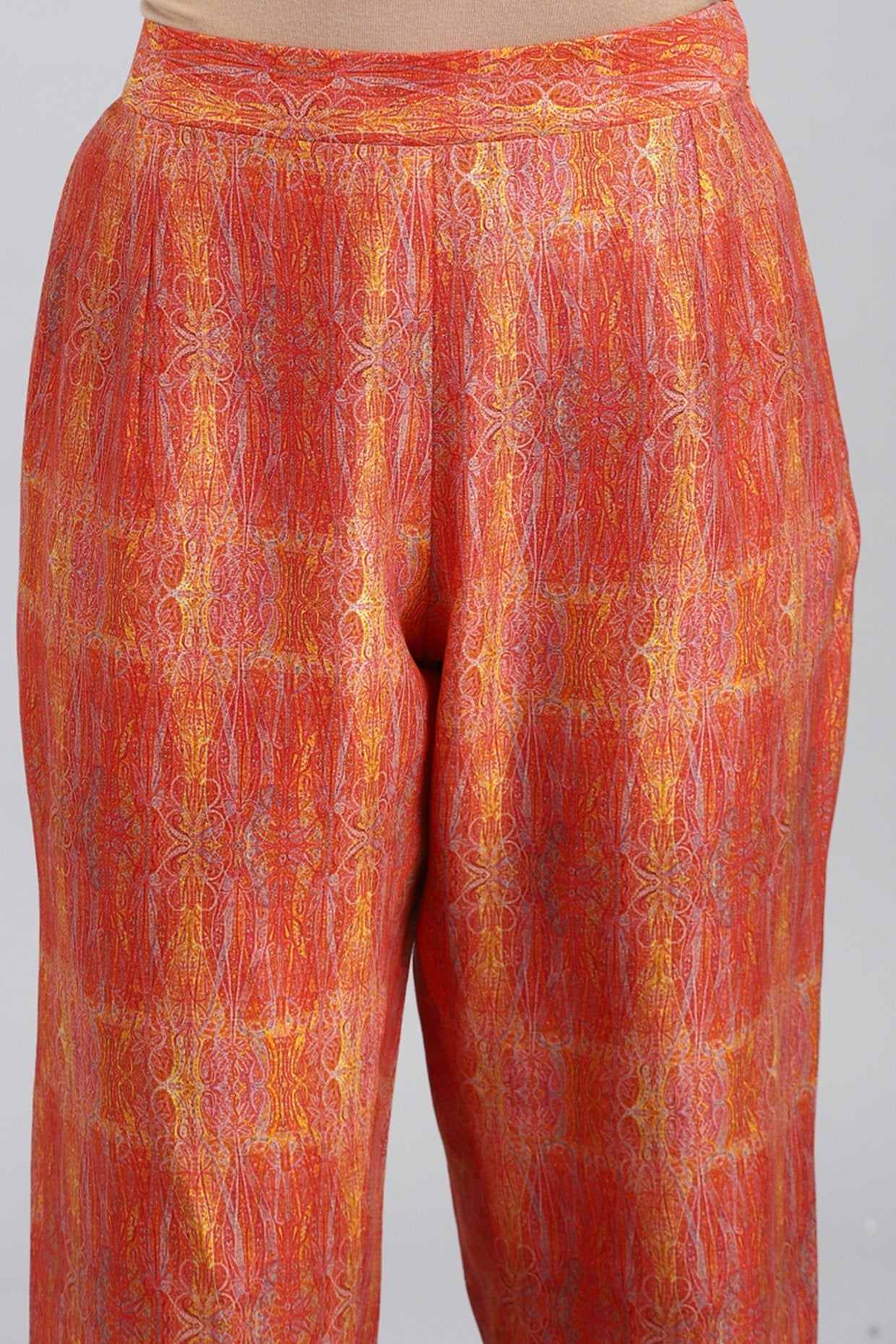 Red Embroidered Printed Kurta Set