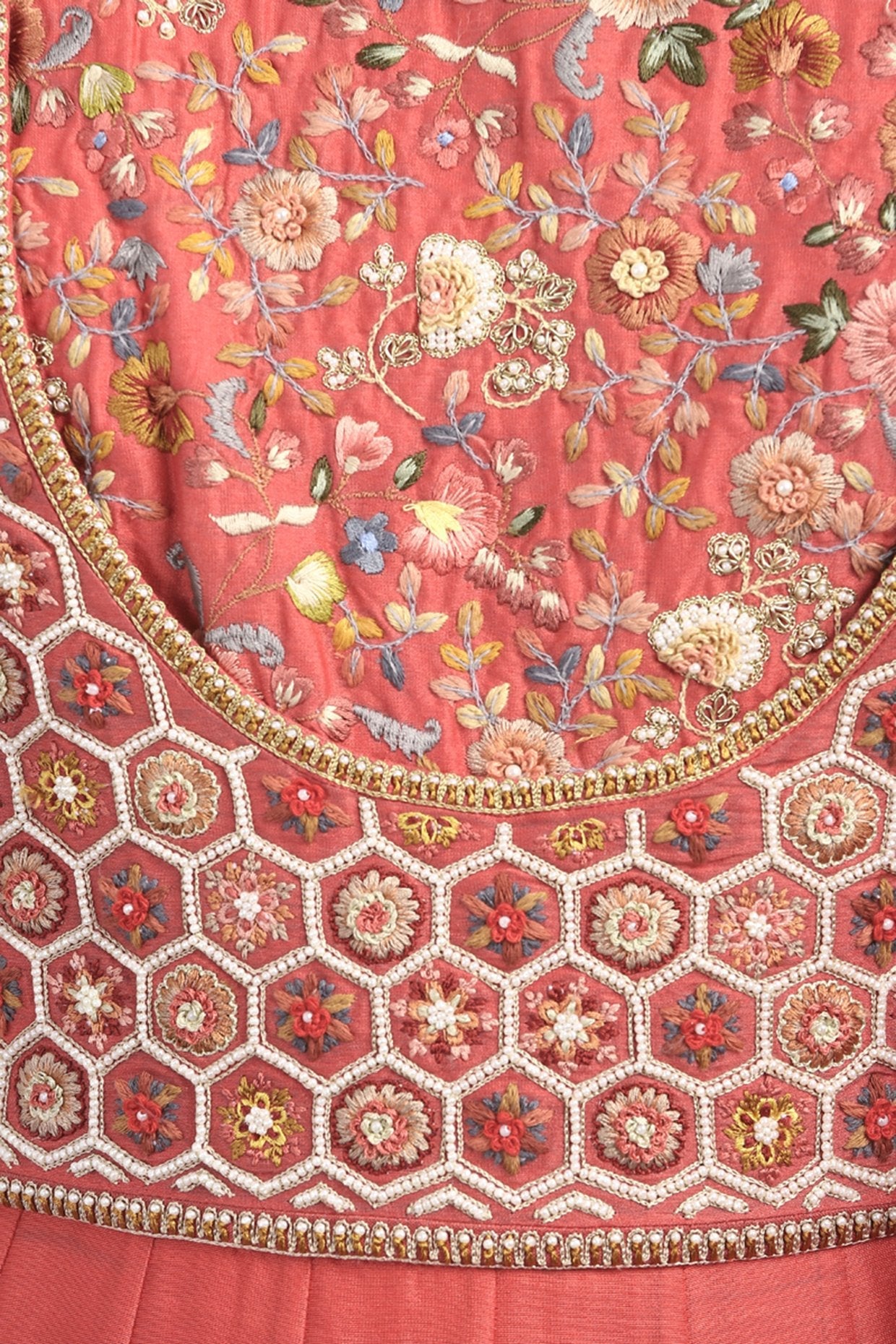 Red Digital Printed & Embroidered Anarkali Set