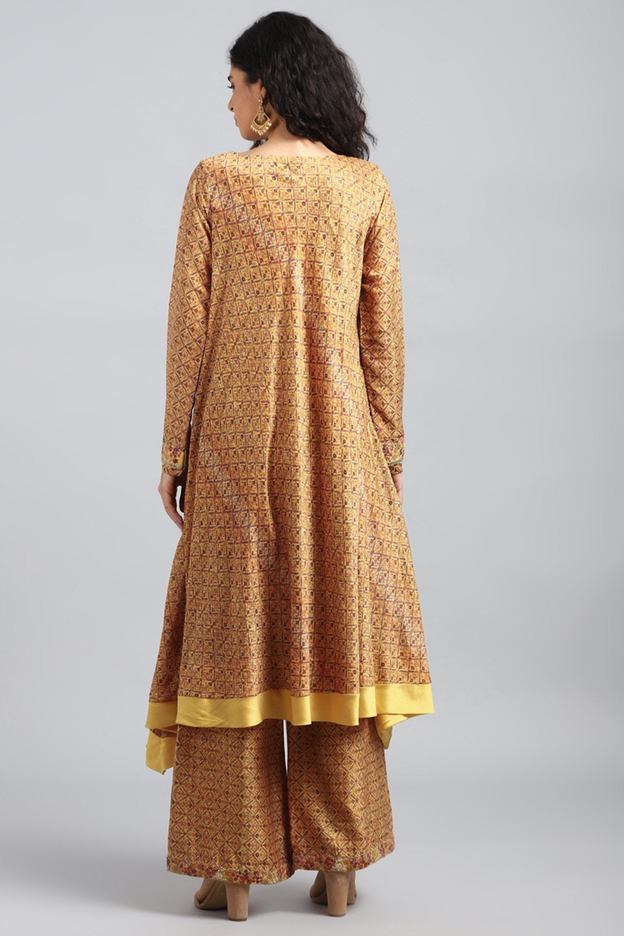 Yellow Digital Printed & Embroidered Kurta Set