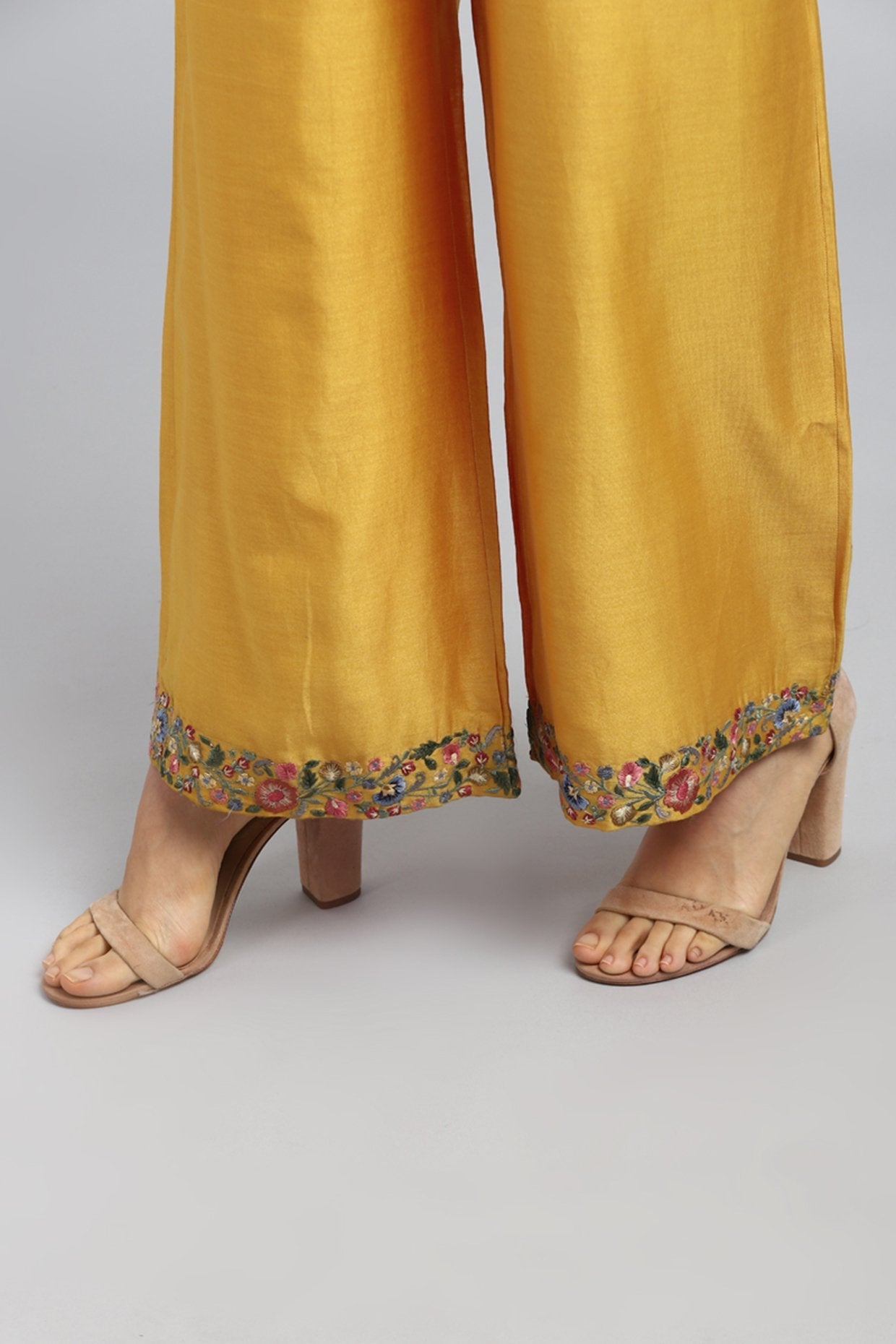 Yellow Printed & Embroidered Kurta Set