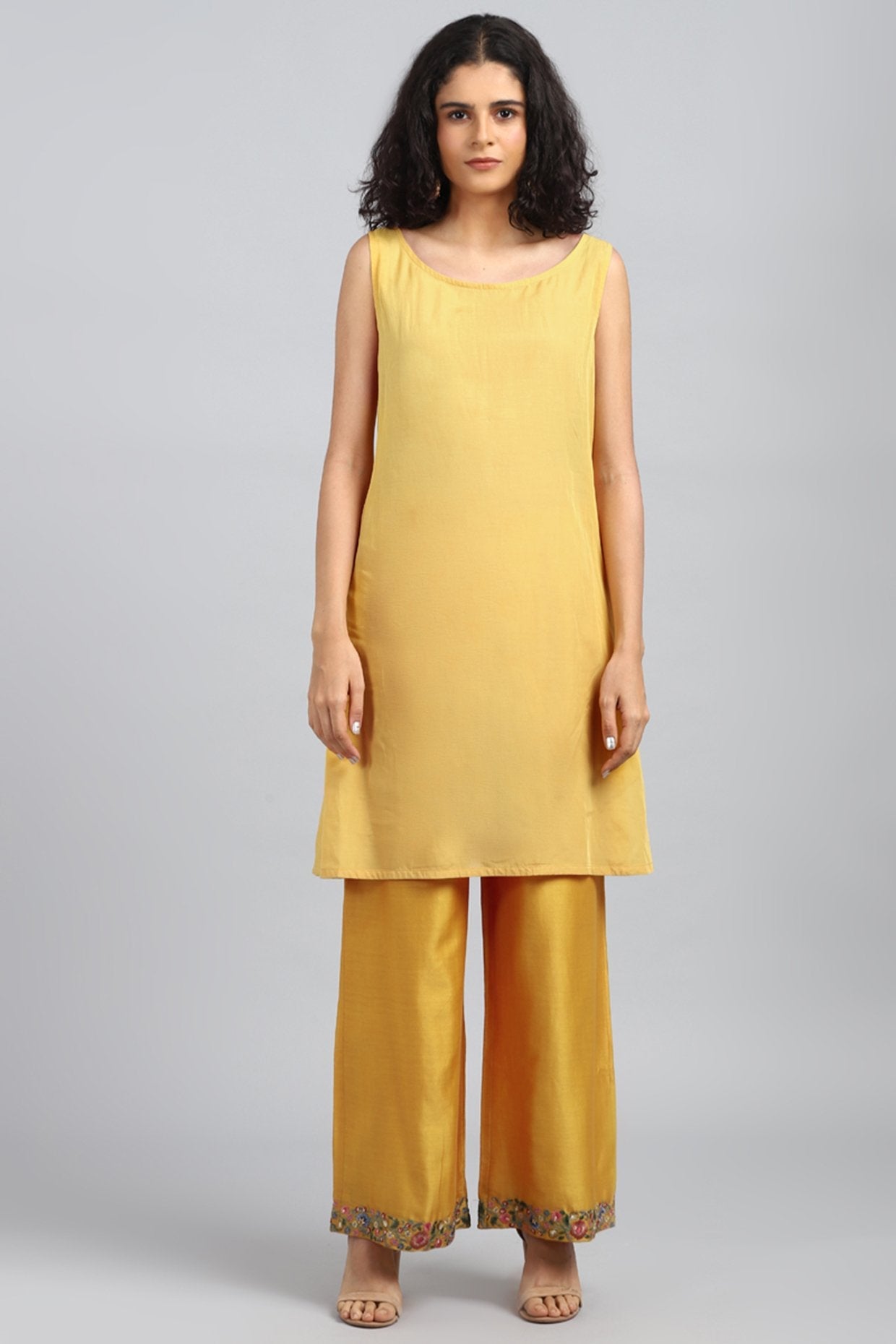 Yellow Printed & Embroidered Kurta Set