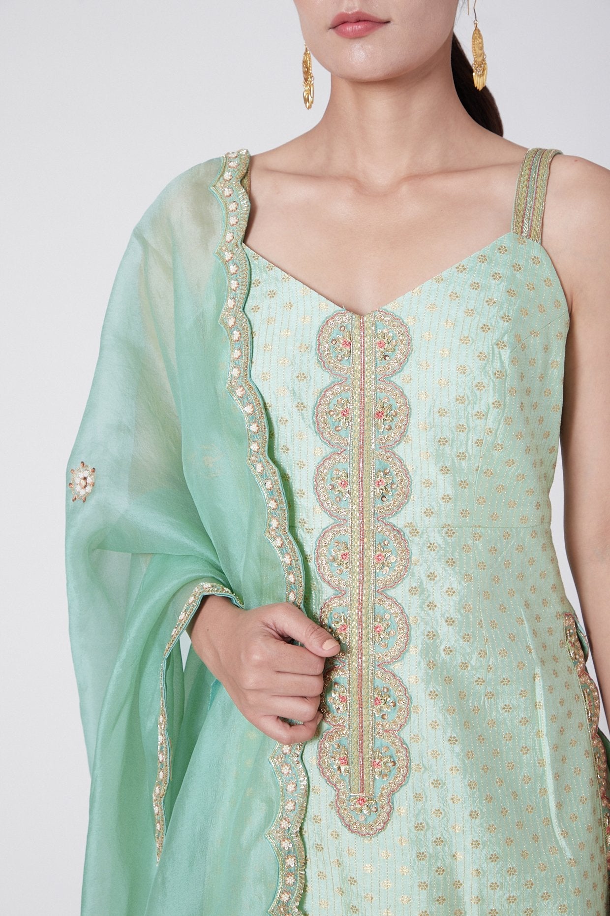 Light Green Brocade Sharara Set
