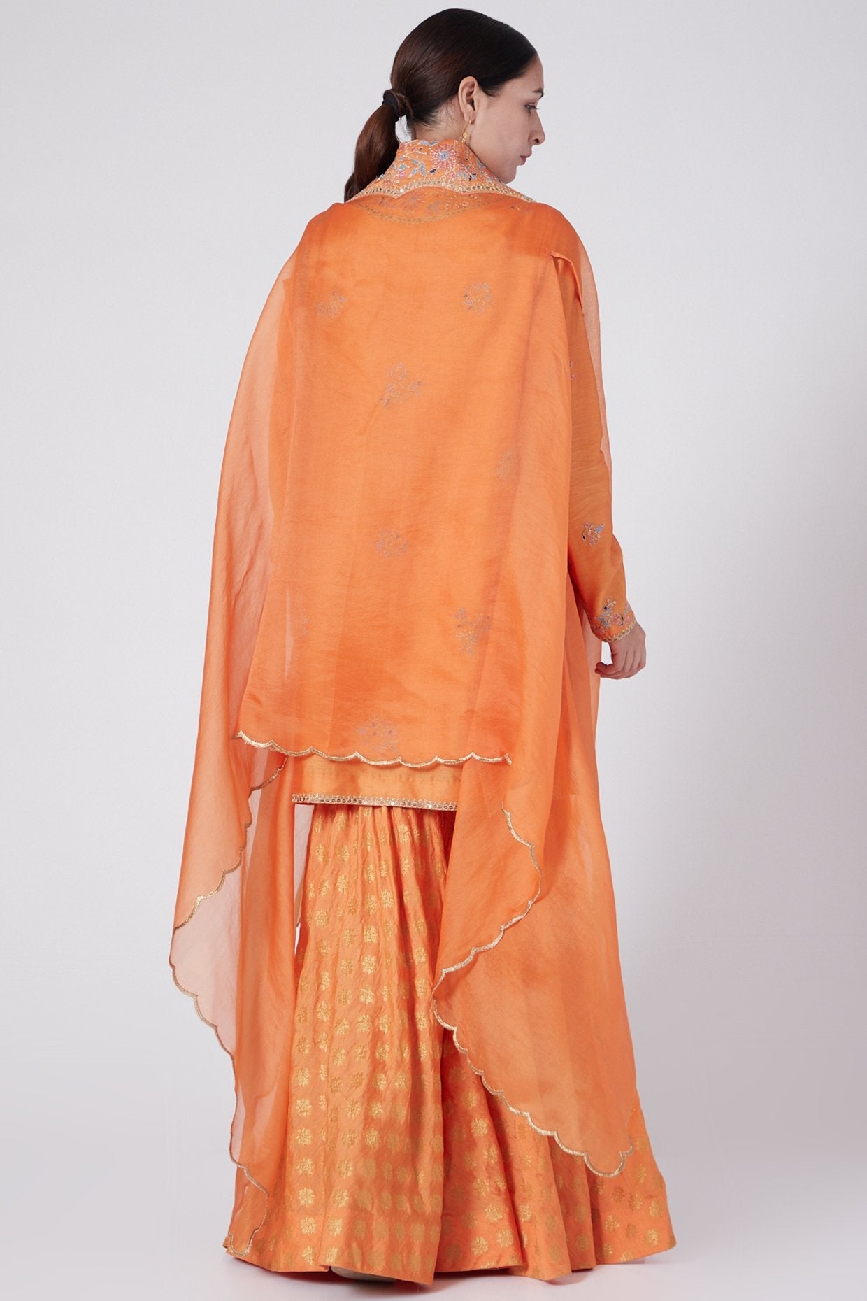 Orange Chanderi Sharara Set