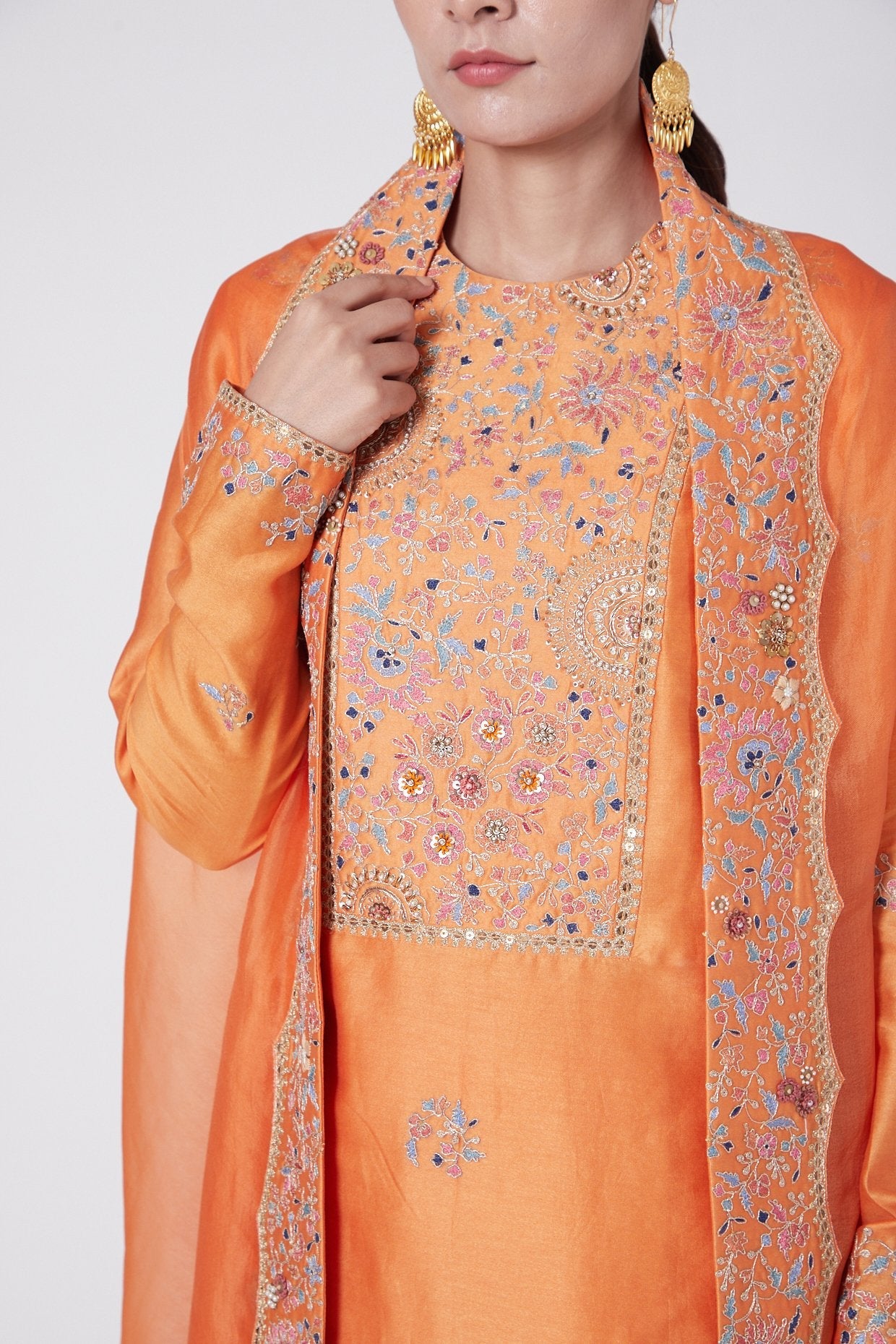 Orange Chanderi Sharara Set