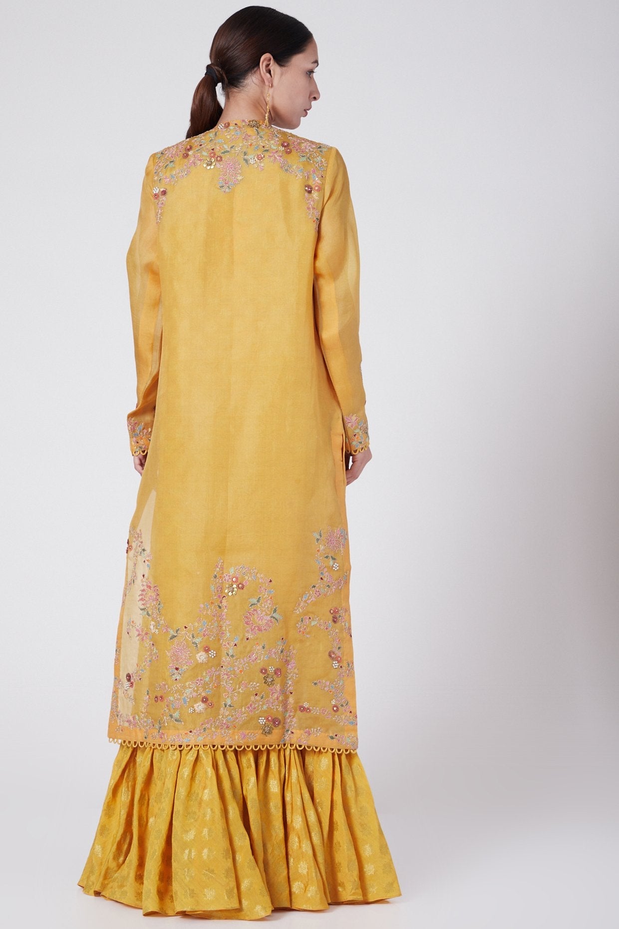 Yellow Kurta With Gathered Slip