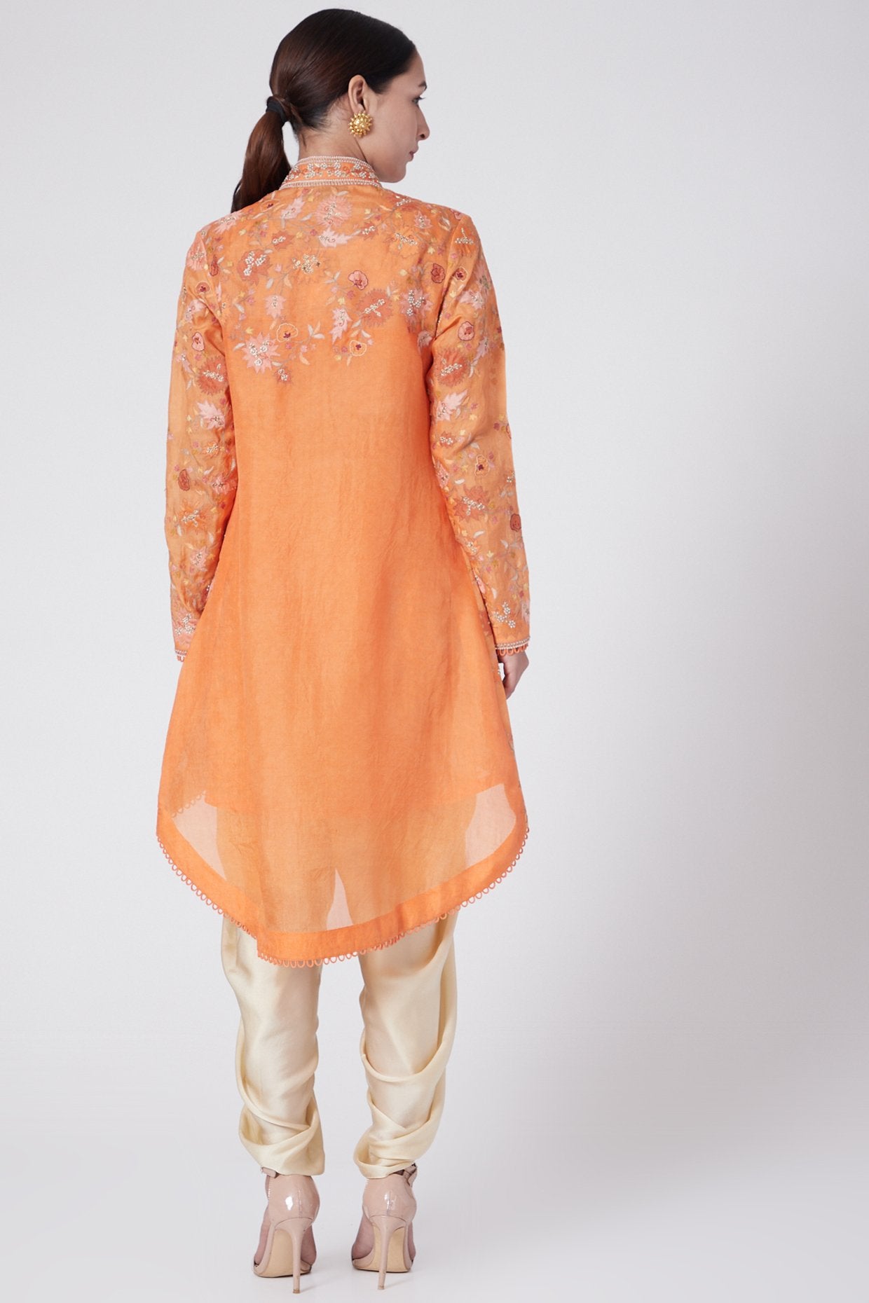 Orange Embroidered Kurta Set