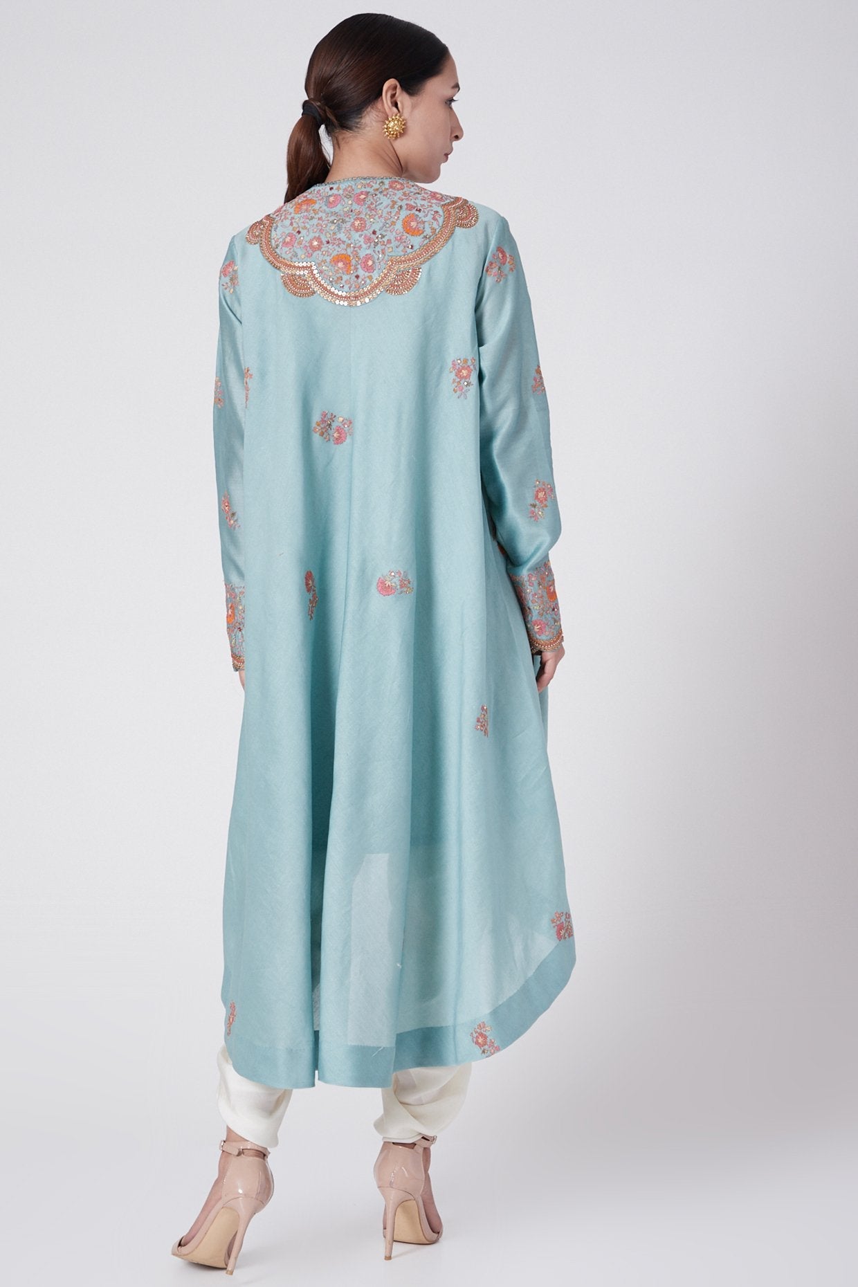 English Blue Chanderi Kurta Set