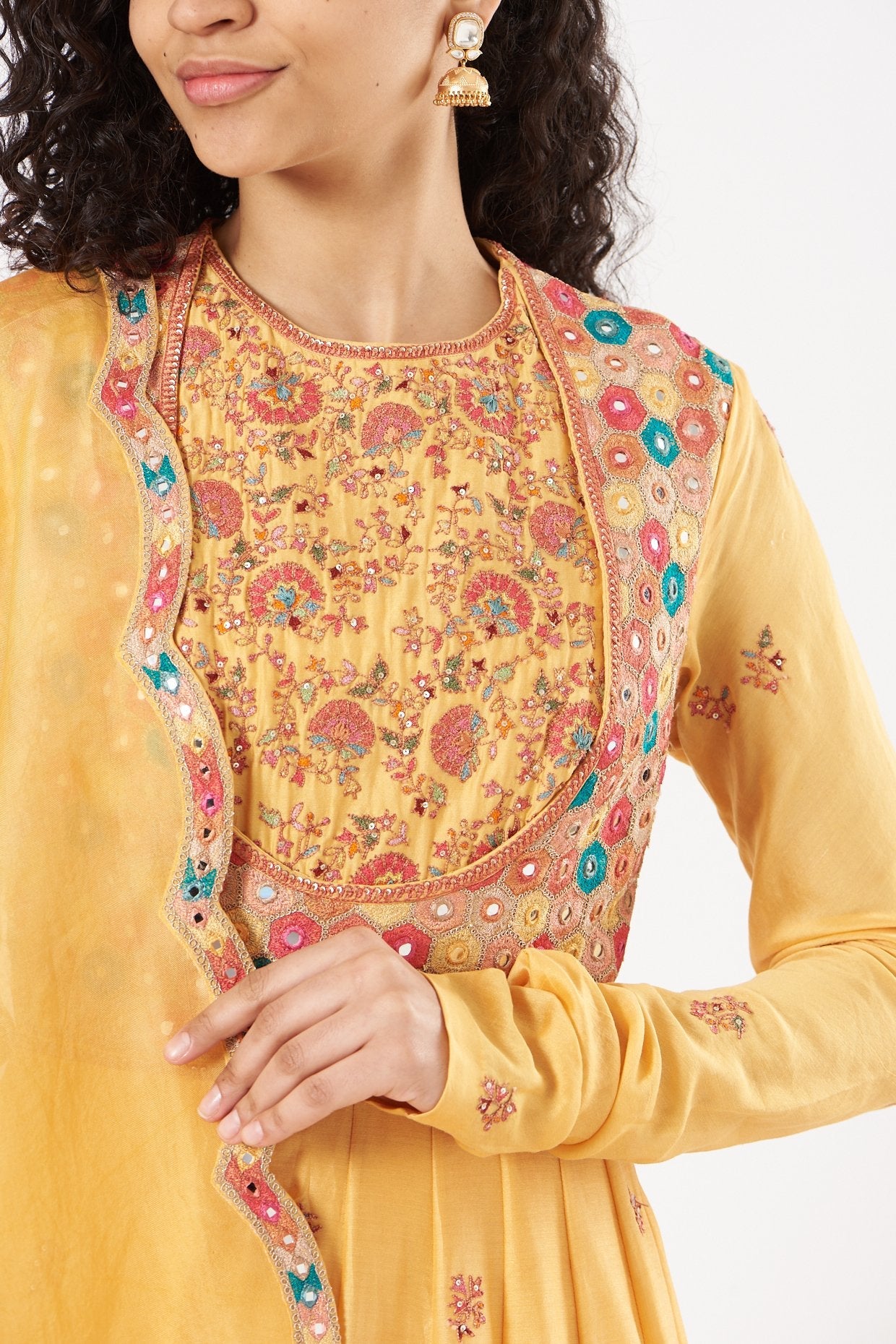 Yellow Embroidered Anarkali Set