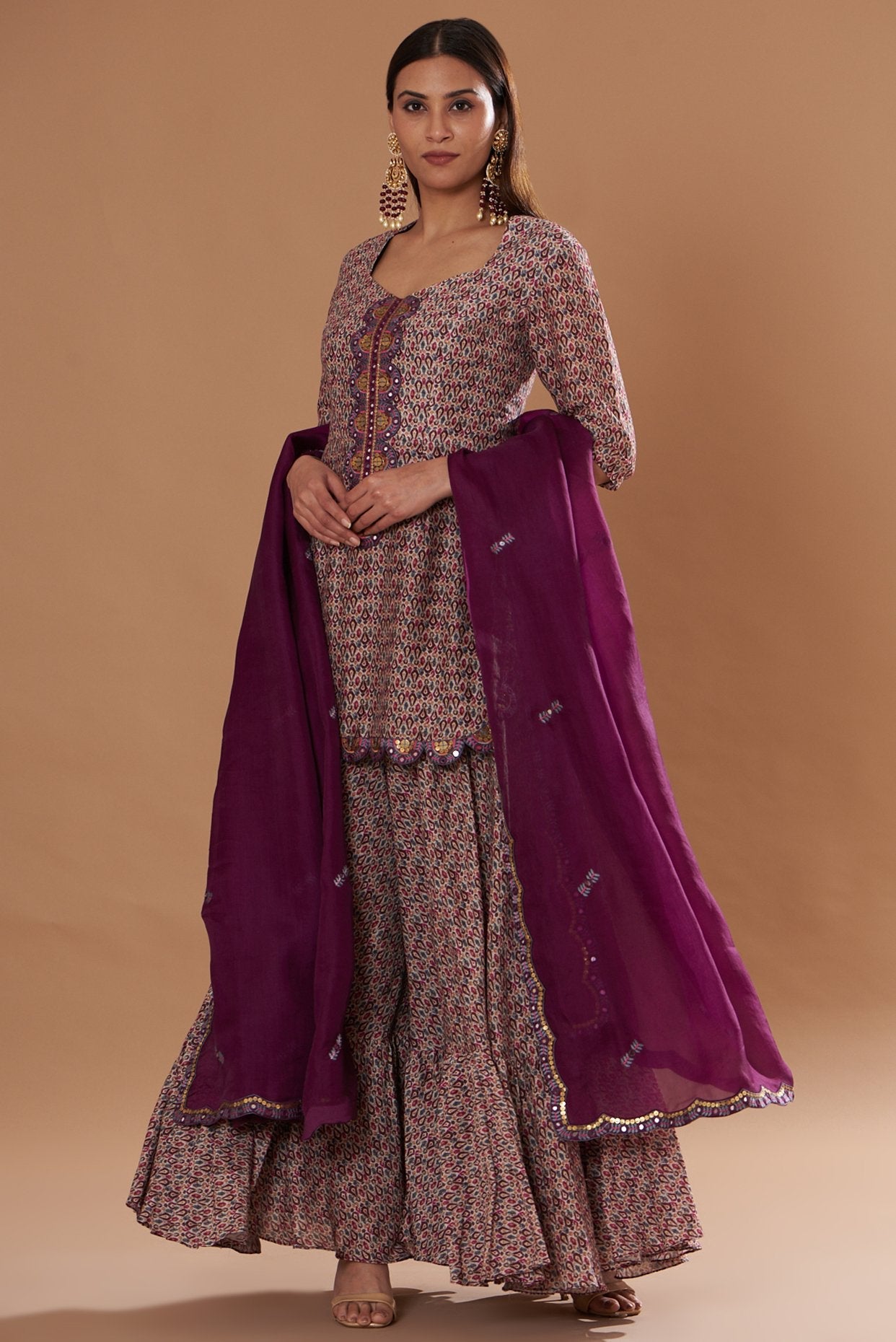 Purple Chanderi Sharara Set