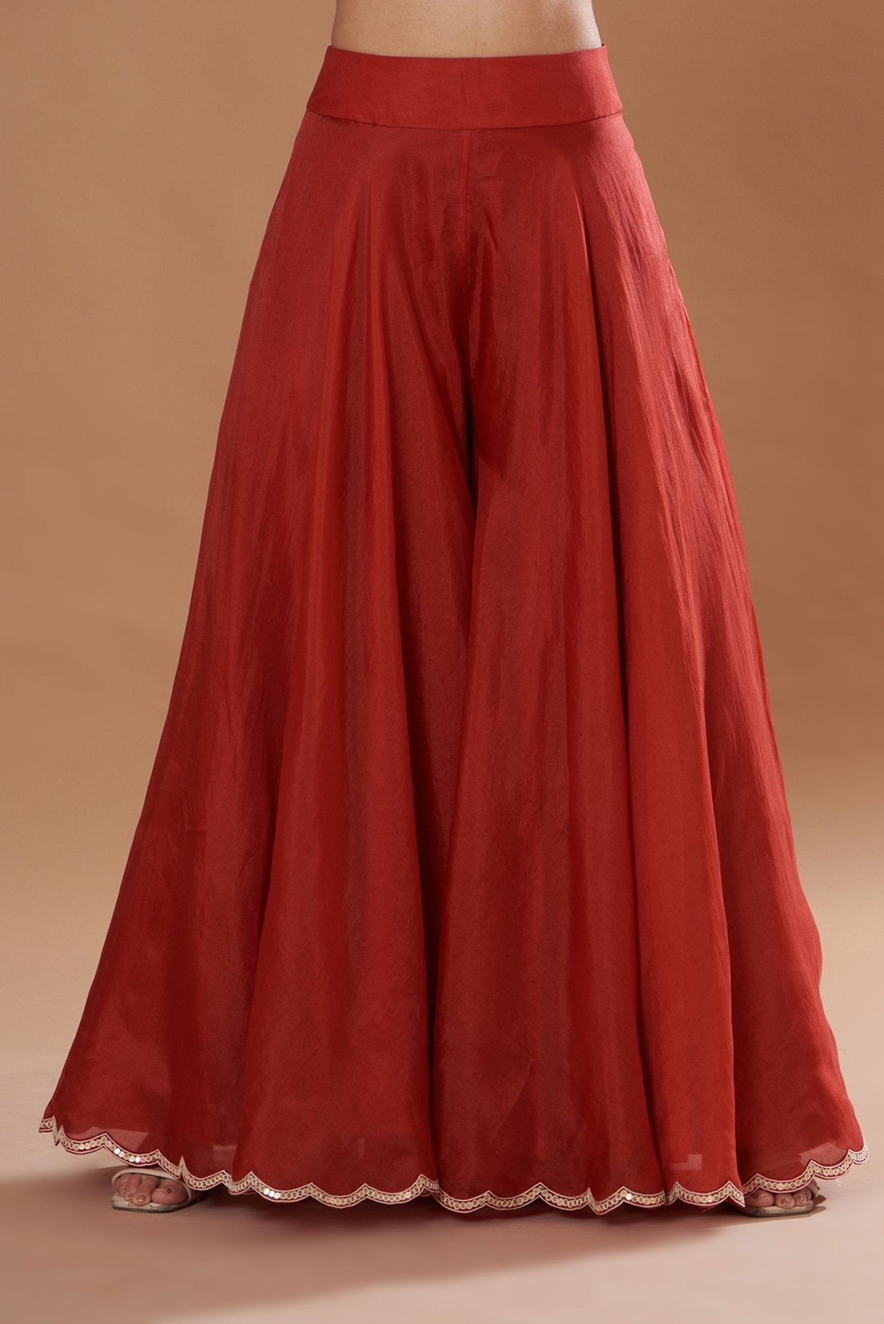 Red Organza Sharara Set