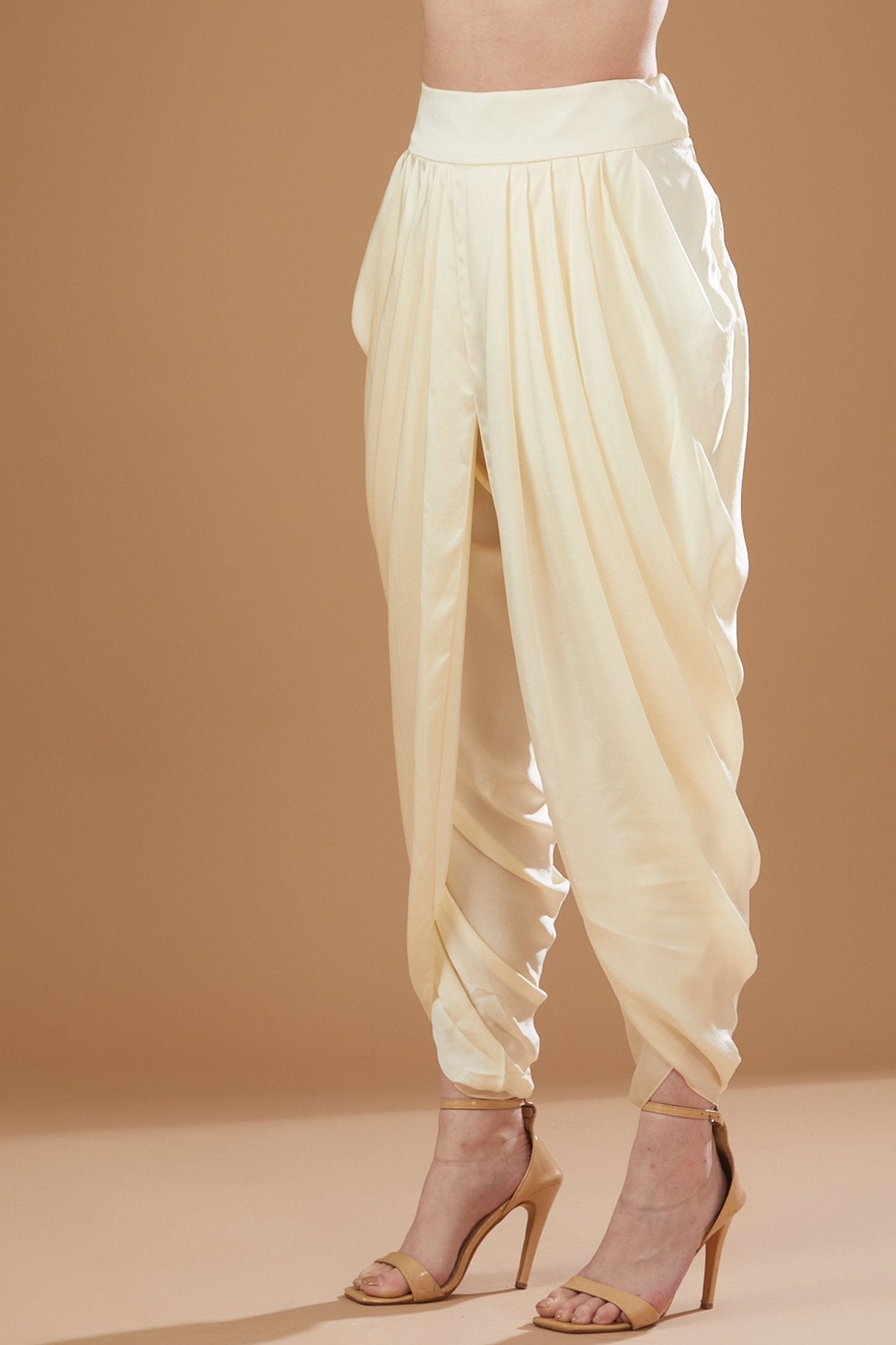 Blue Chanderi High-Low Jacket Set