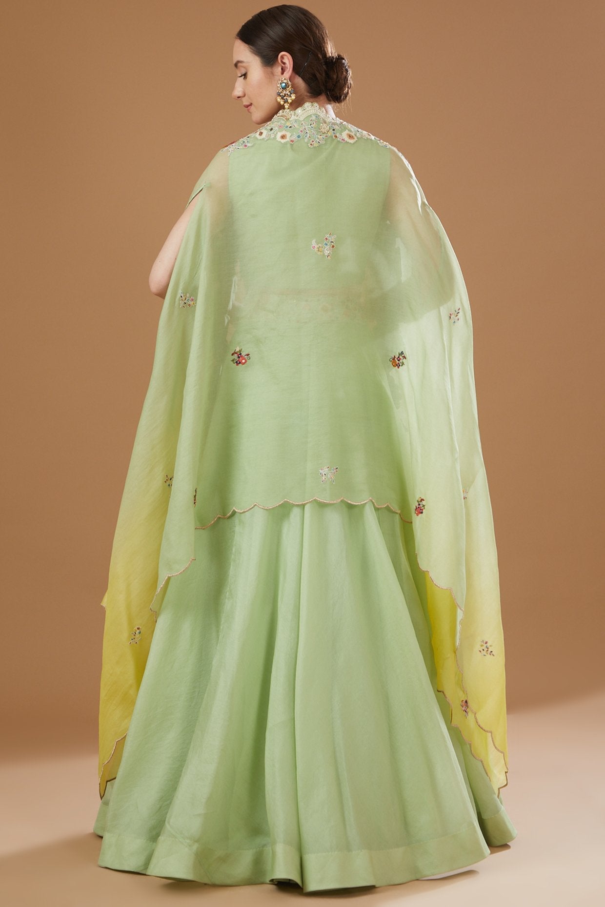 Mint Green Organza Skirt Set