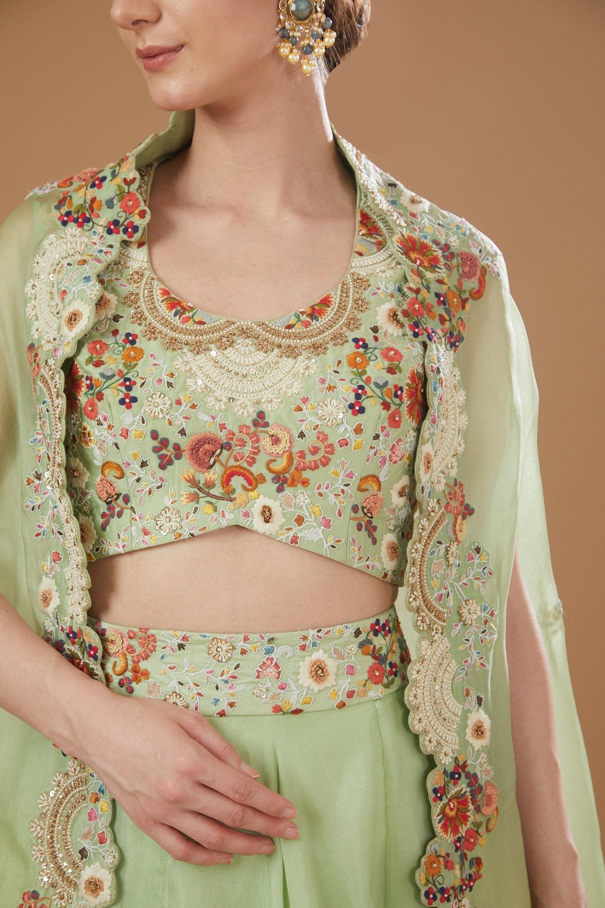 Mint Green Organza Skirt Set