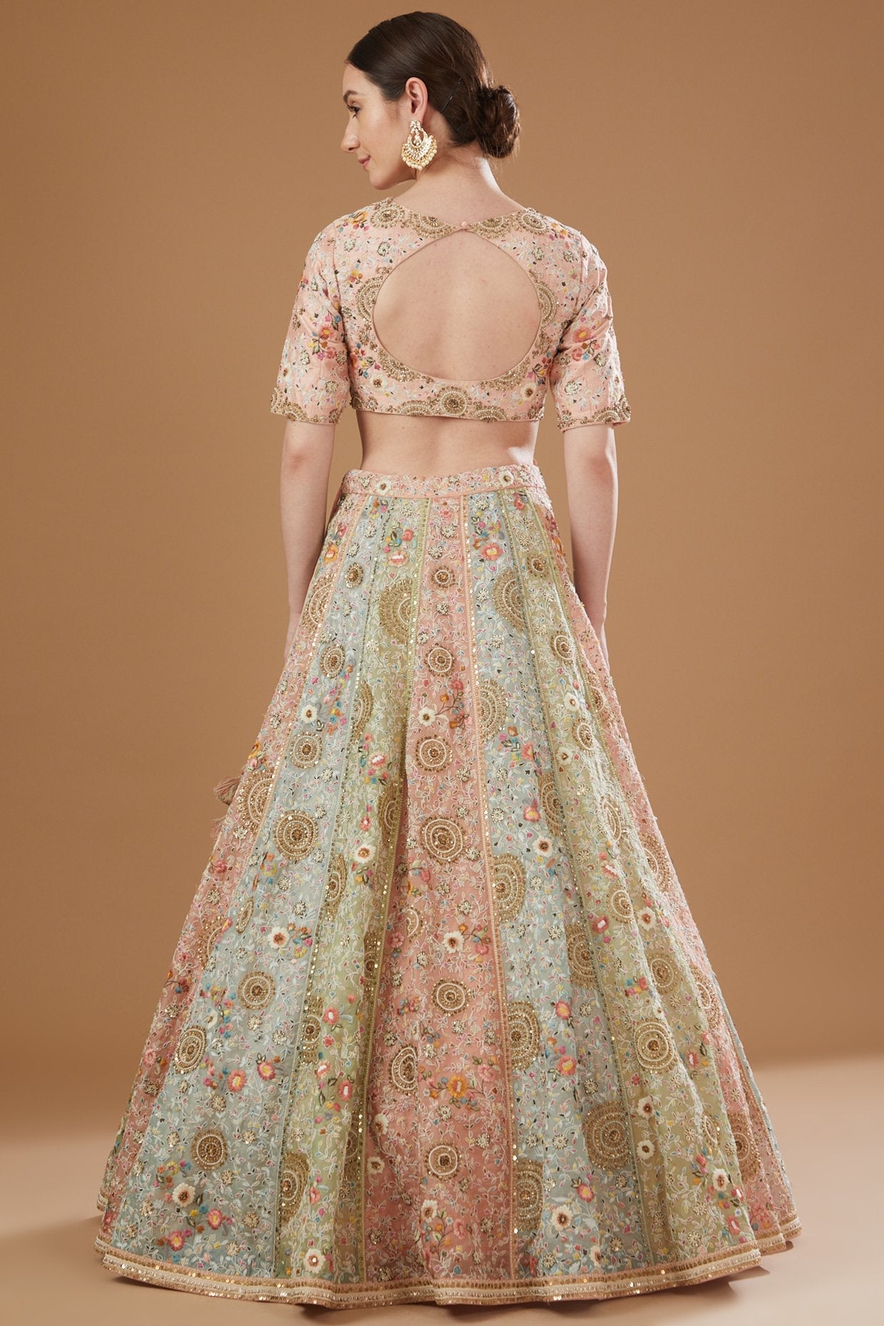 Multi-Colored Organza Lehenga Set