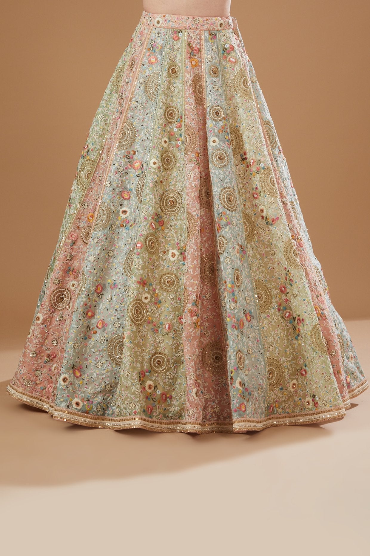 Multi-Colored Organza Lehenga Set