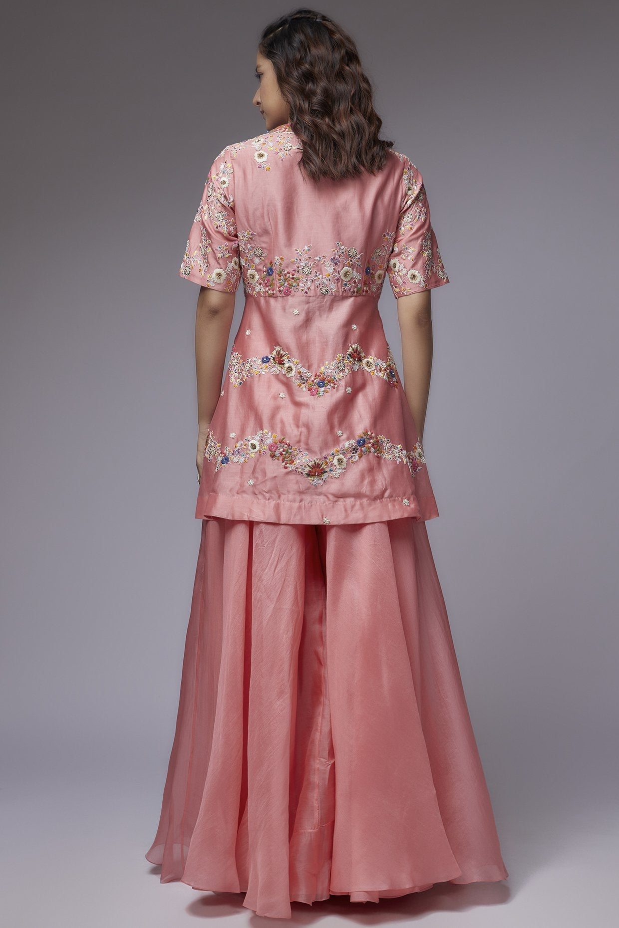 Peach Organza Sharara Set