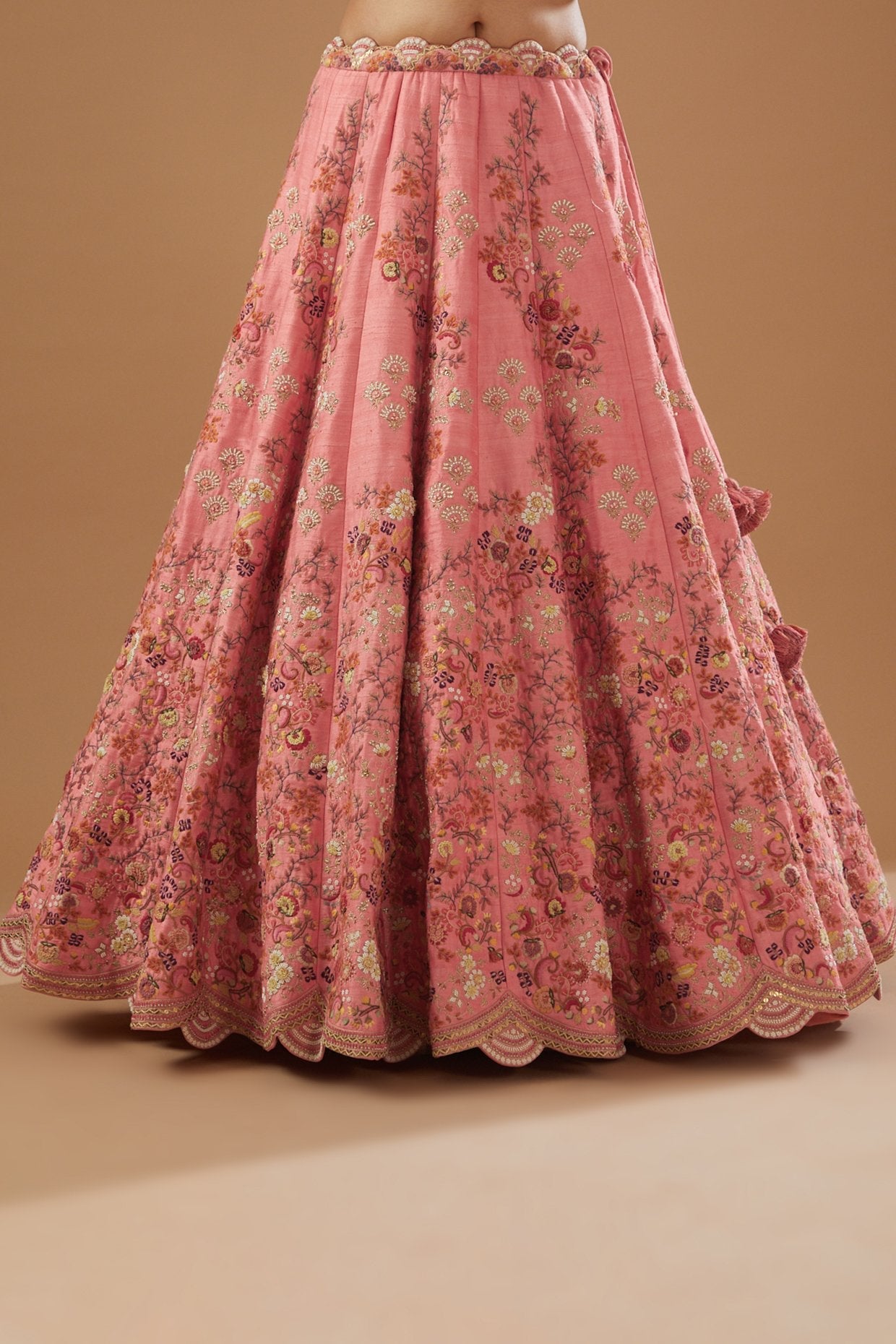 Pink Dupion Embroidered Lehenga Set