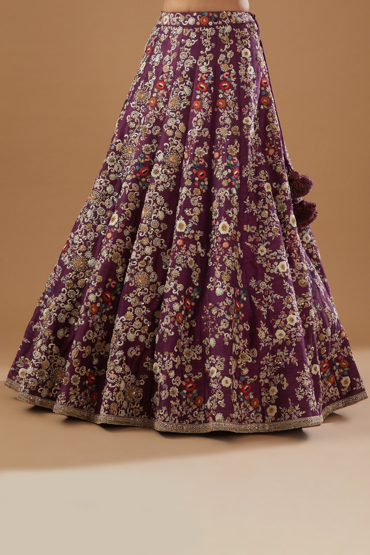 Purple Dupion Embroidered Lehenga set