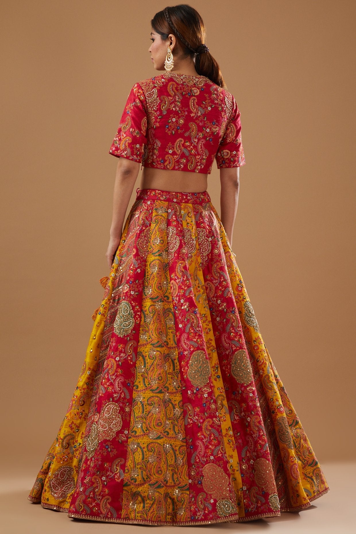 Fuchsia Dupion Embroidered Lehenga set